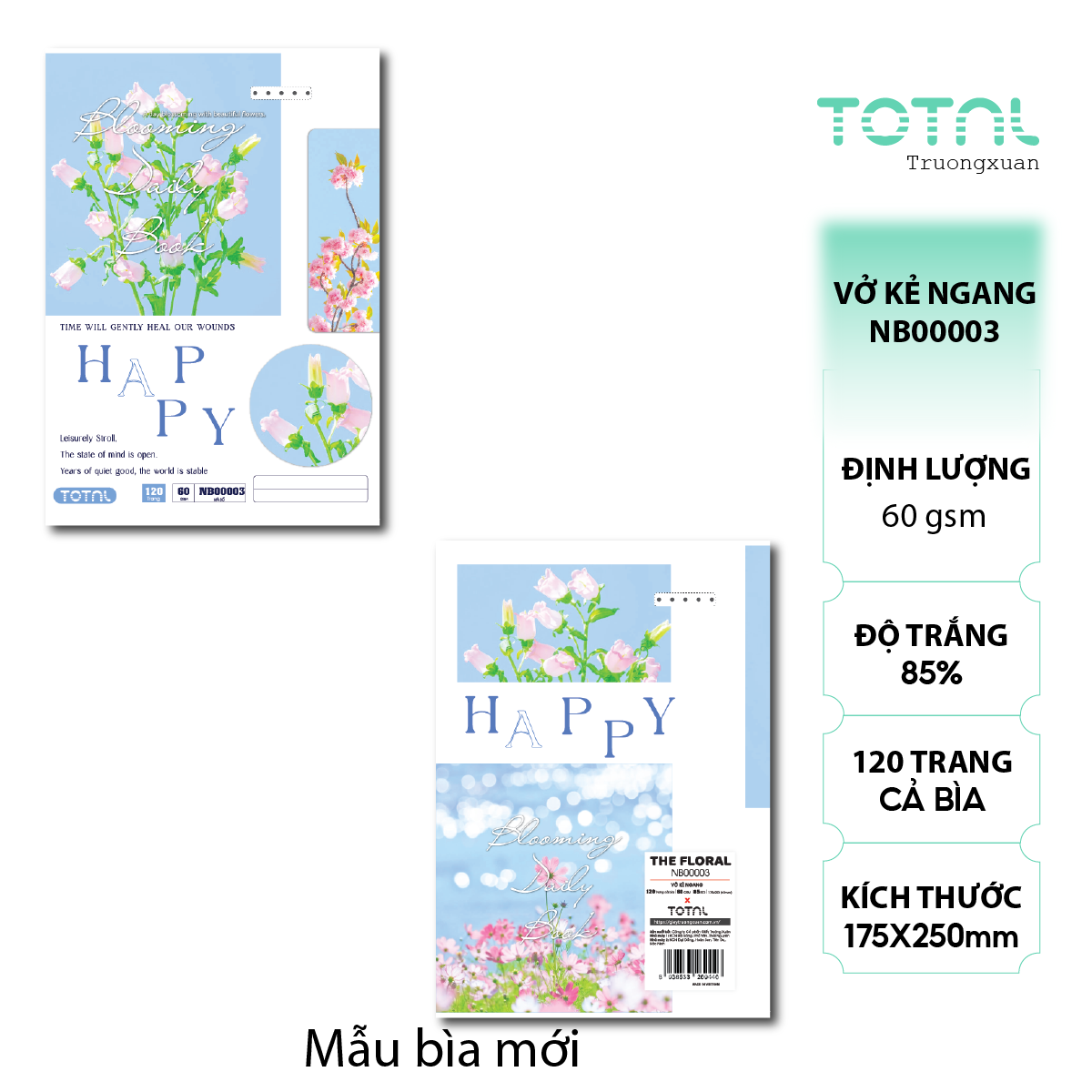 Vở kẻ ngang Total The Floral Series 120 trang