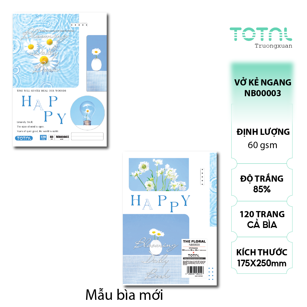 Vở kẻ ngang Total The Floral Series 120 trang