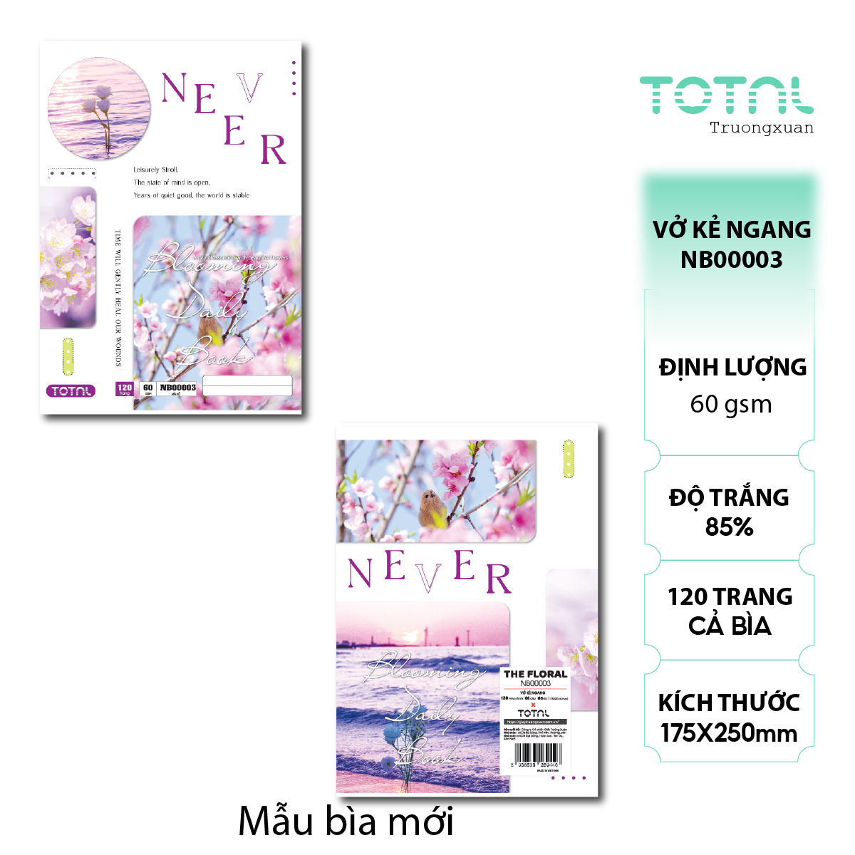 Vở kẻ ngang Total The Floral Series 120 trang