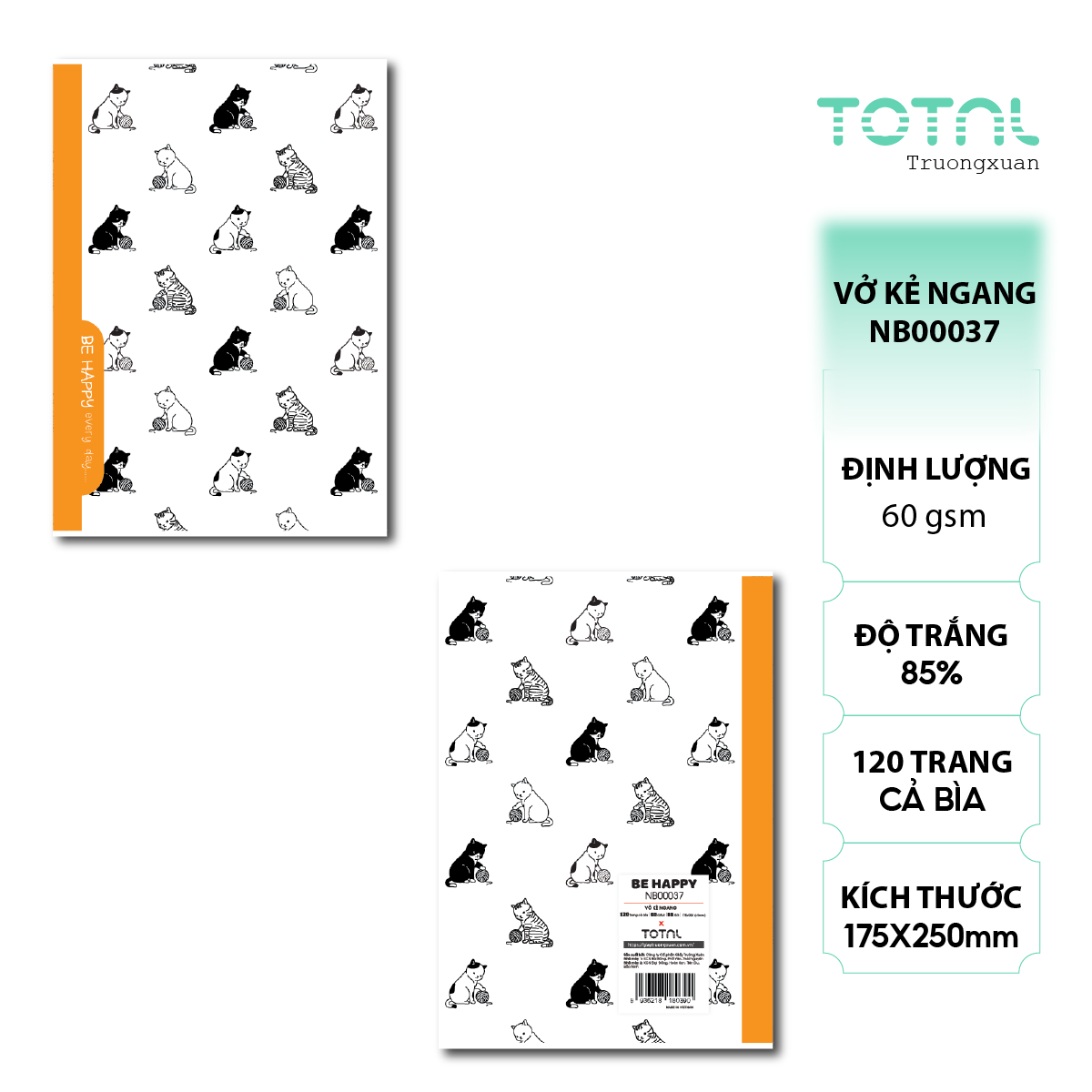 Vở kẻ ngang Total Be Happy 120 trang