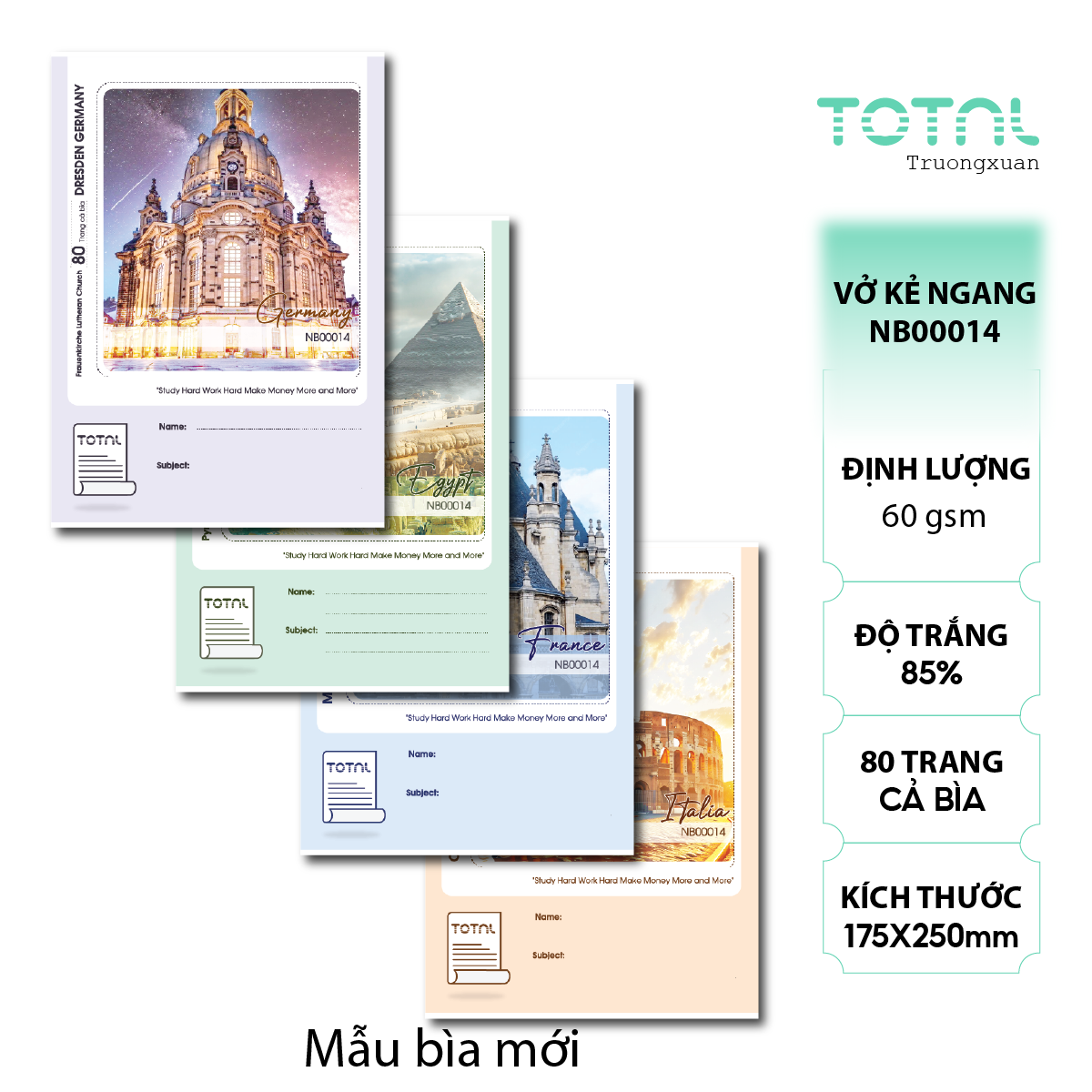 Vở kẻ ngang Total The Country Series 80 trang