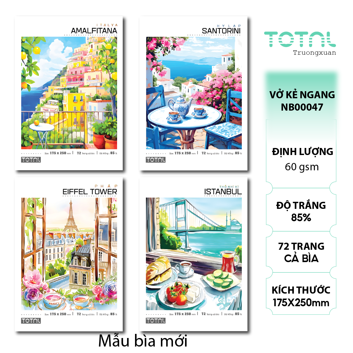 Vở kẻ ngang Total Europe 72 trang
