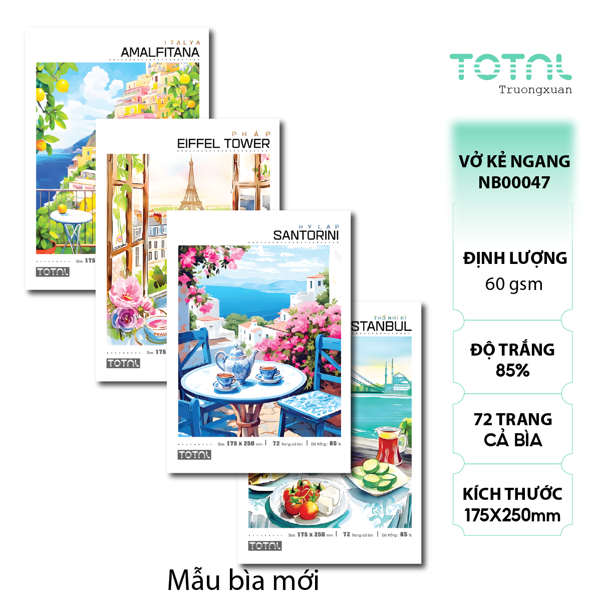 Vở kẻ ngang Total Europe 72 trang