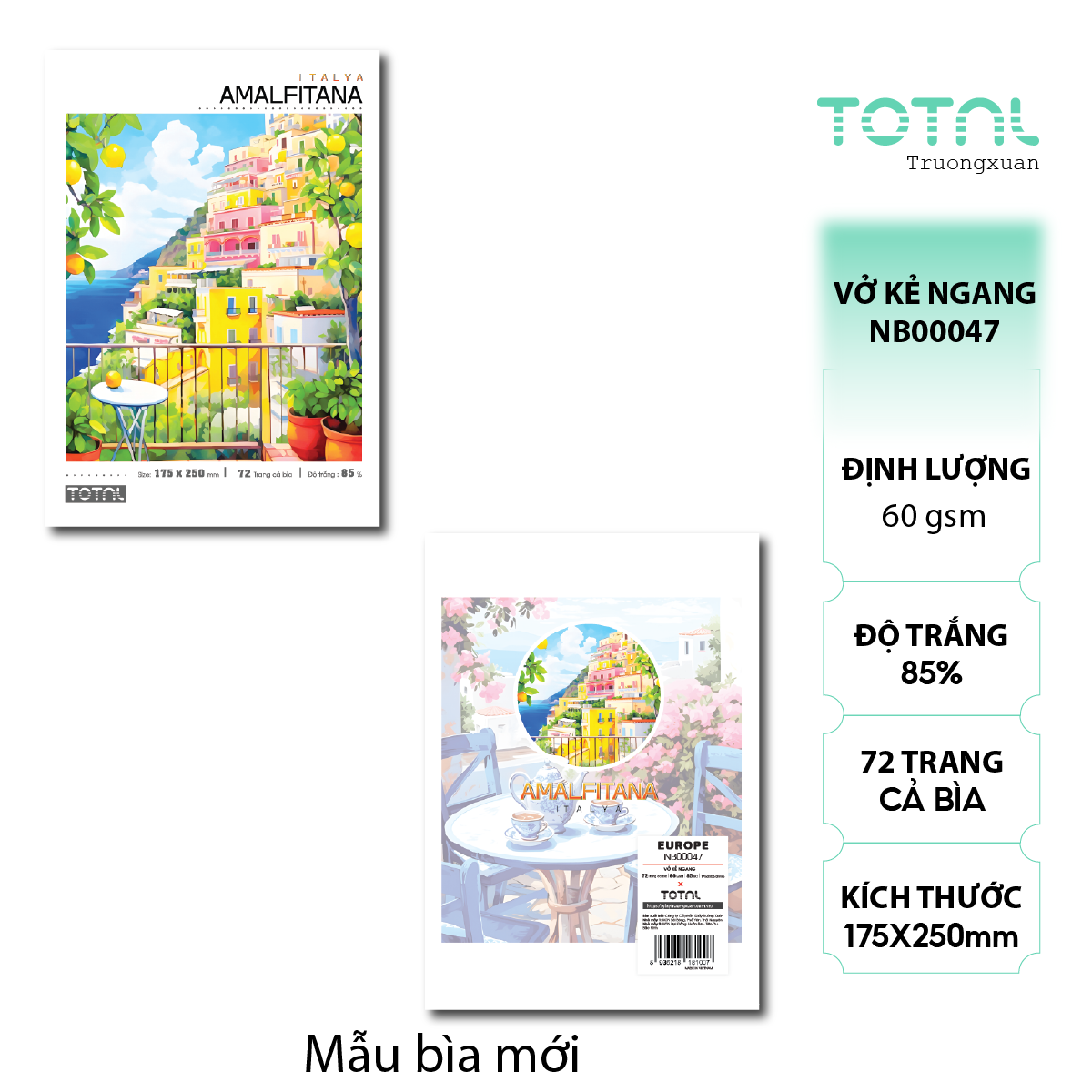 Vở kẻ ngang Total Europe 72 trang