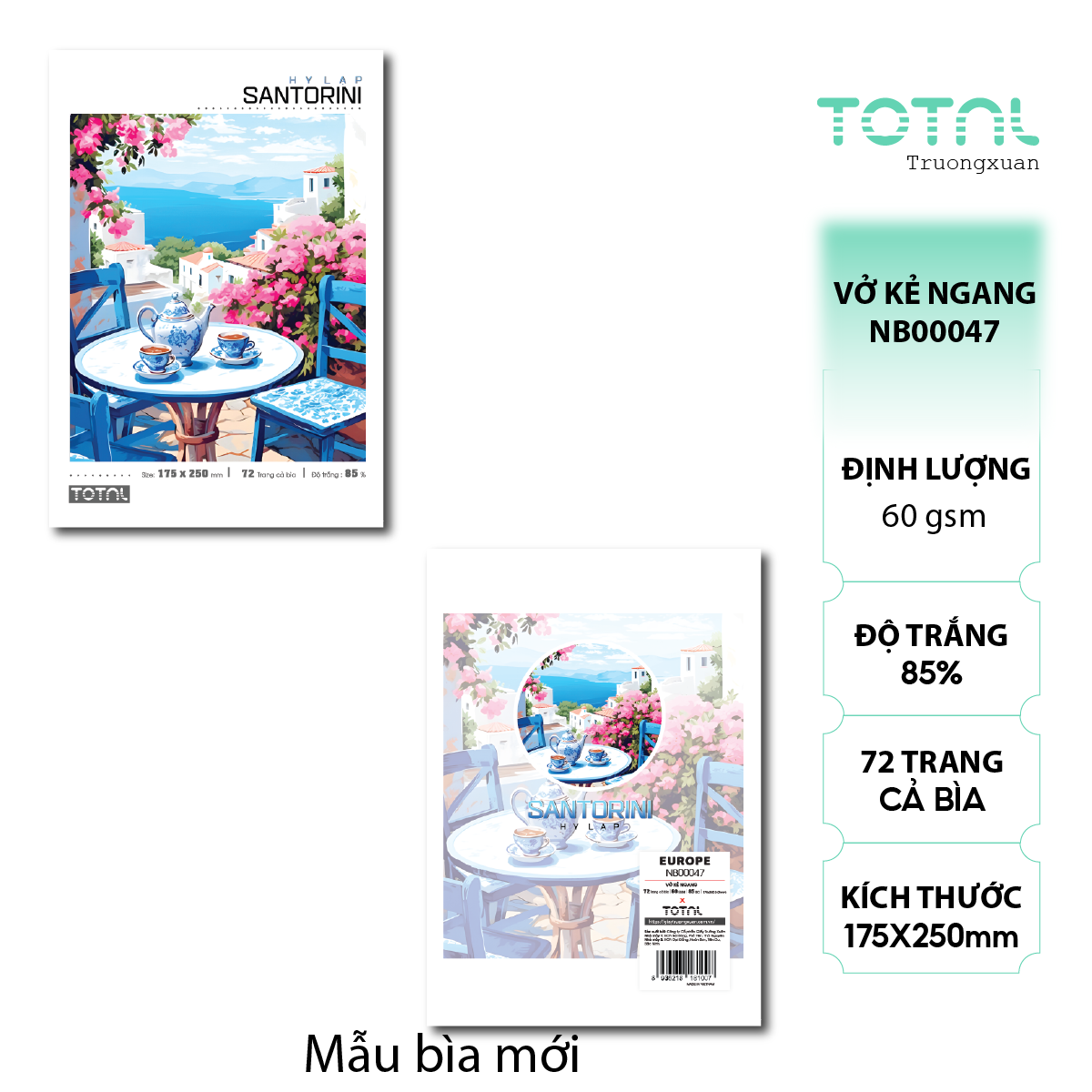 Vở kẻ ngang Total Europe 72 trang