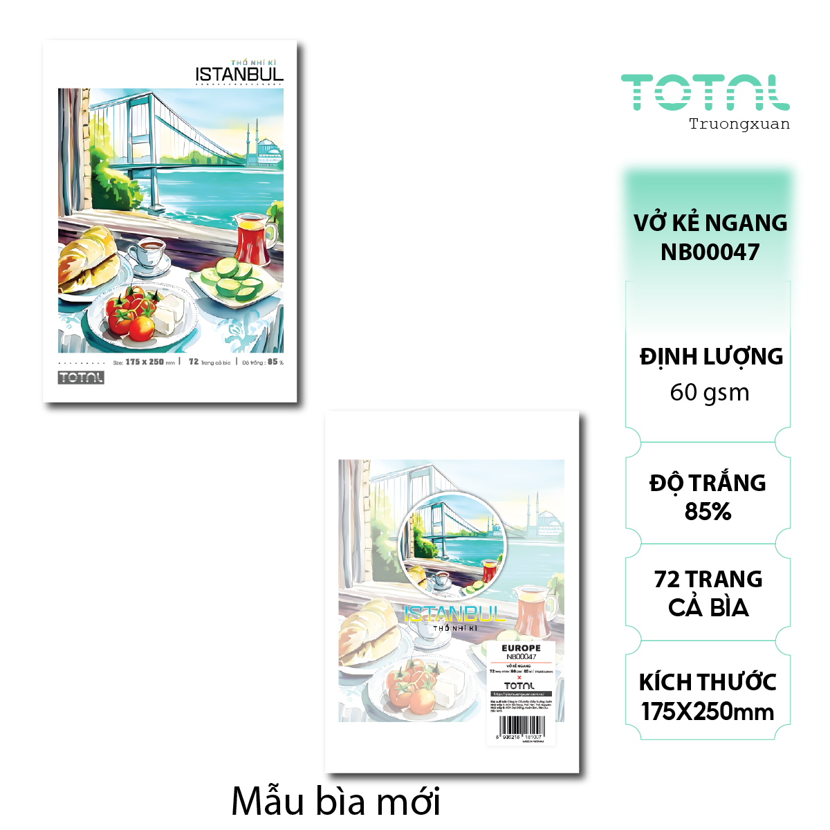 Vở kẻ ngang Total Europe 72 trang