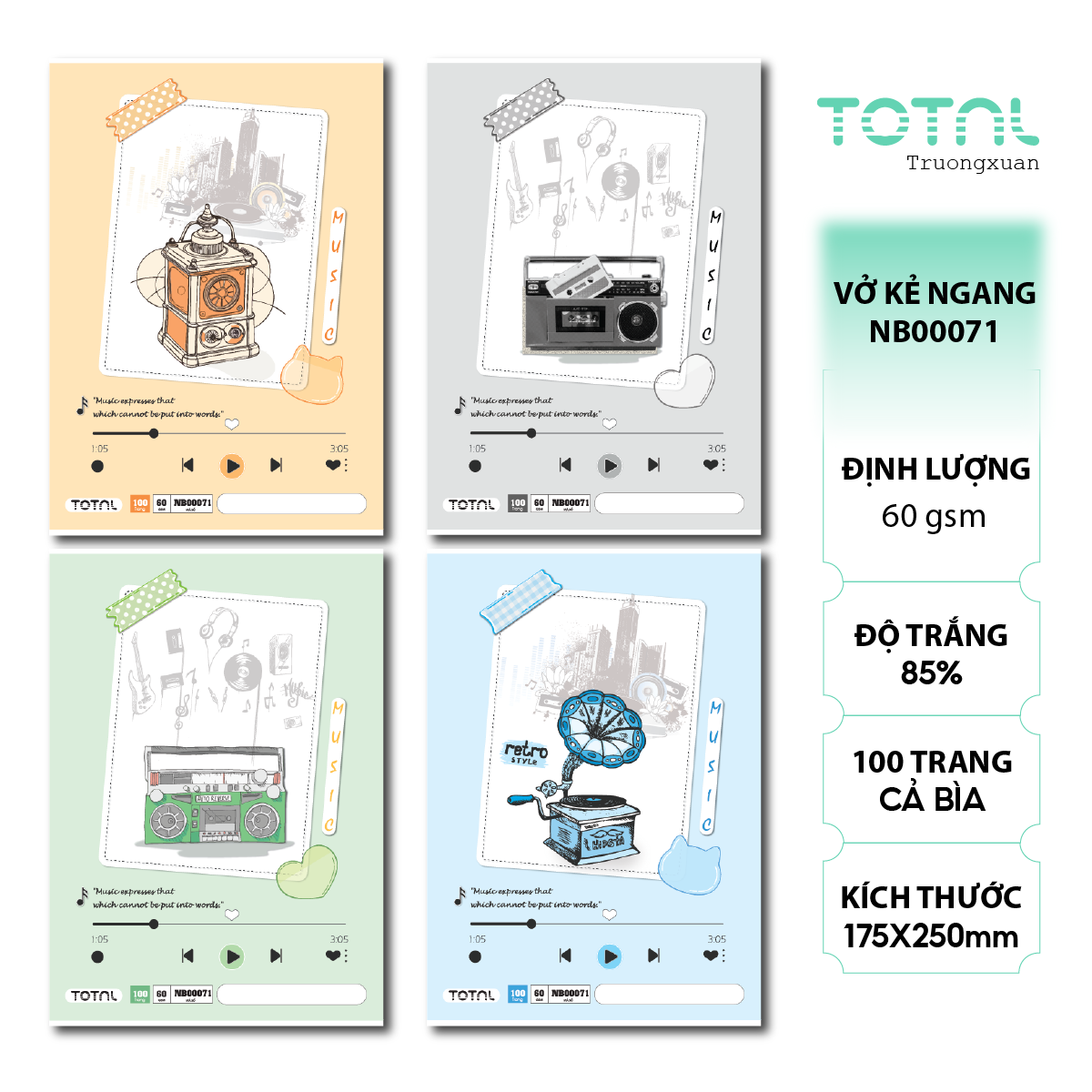 Vở kẻ ngang Total Music 100 trang