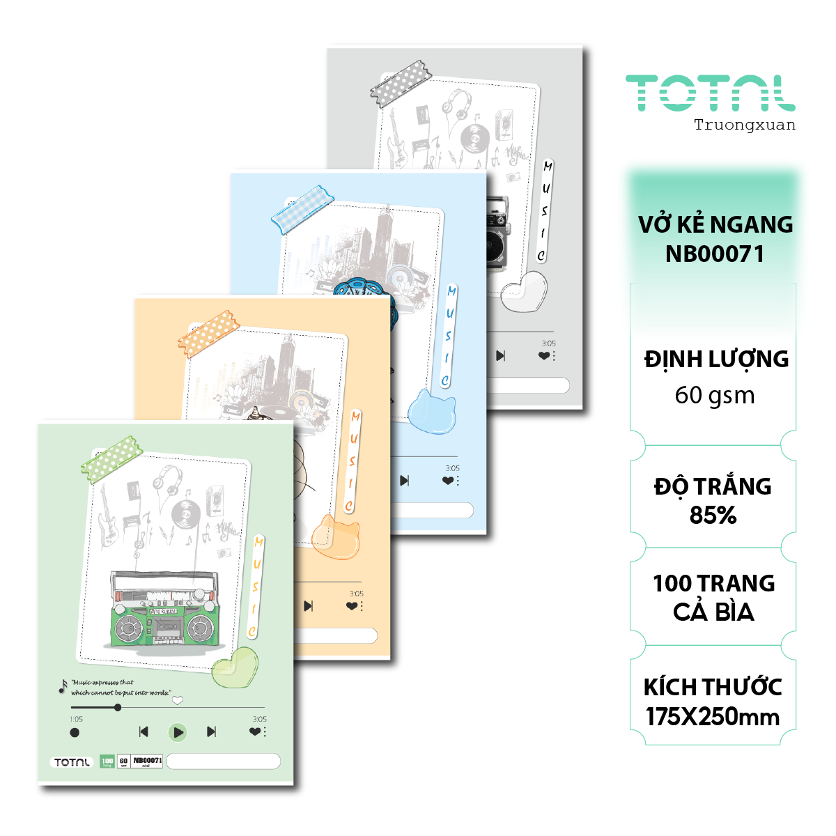 Vở kẻ ngang Total Music 100 trang