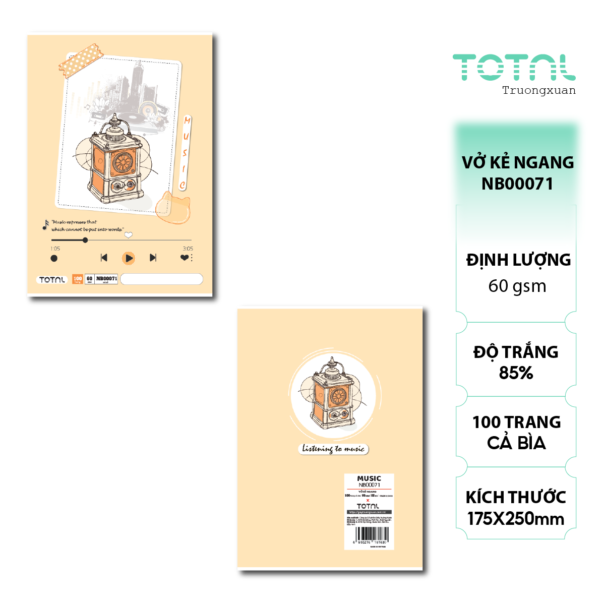 Vở kẻ ngang Total Music 100 trang