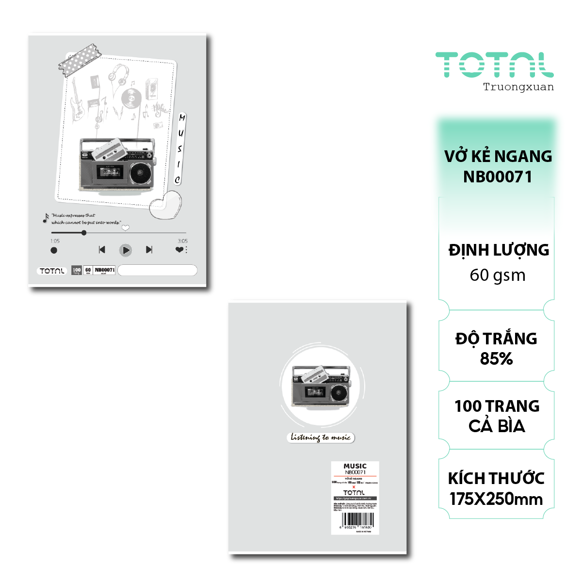 Vở kẻ ngang Total Music 100 trang