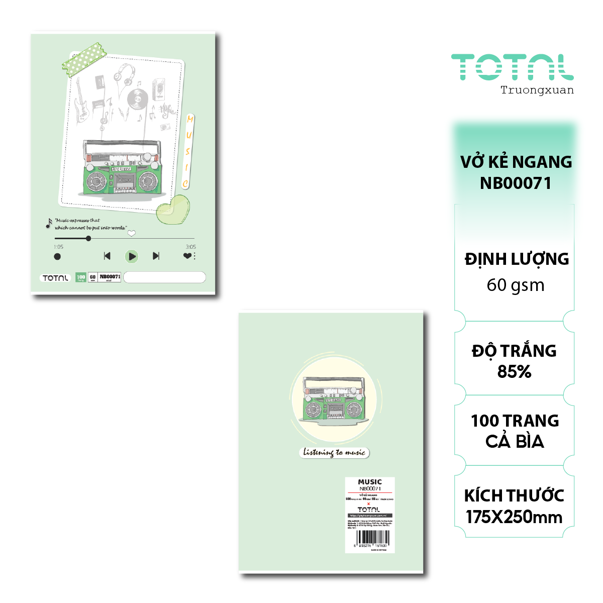 Vở kẻ ngang Total Music 100 trang