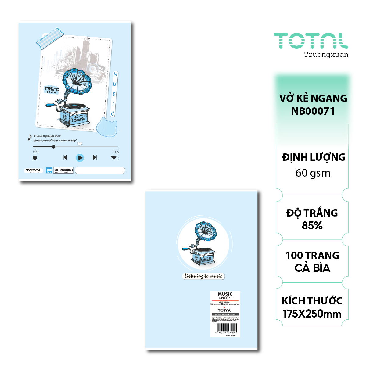 Vở kẻ ngang Total Music 100 trang