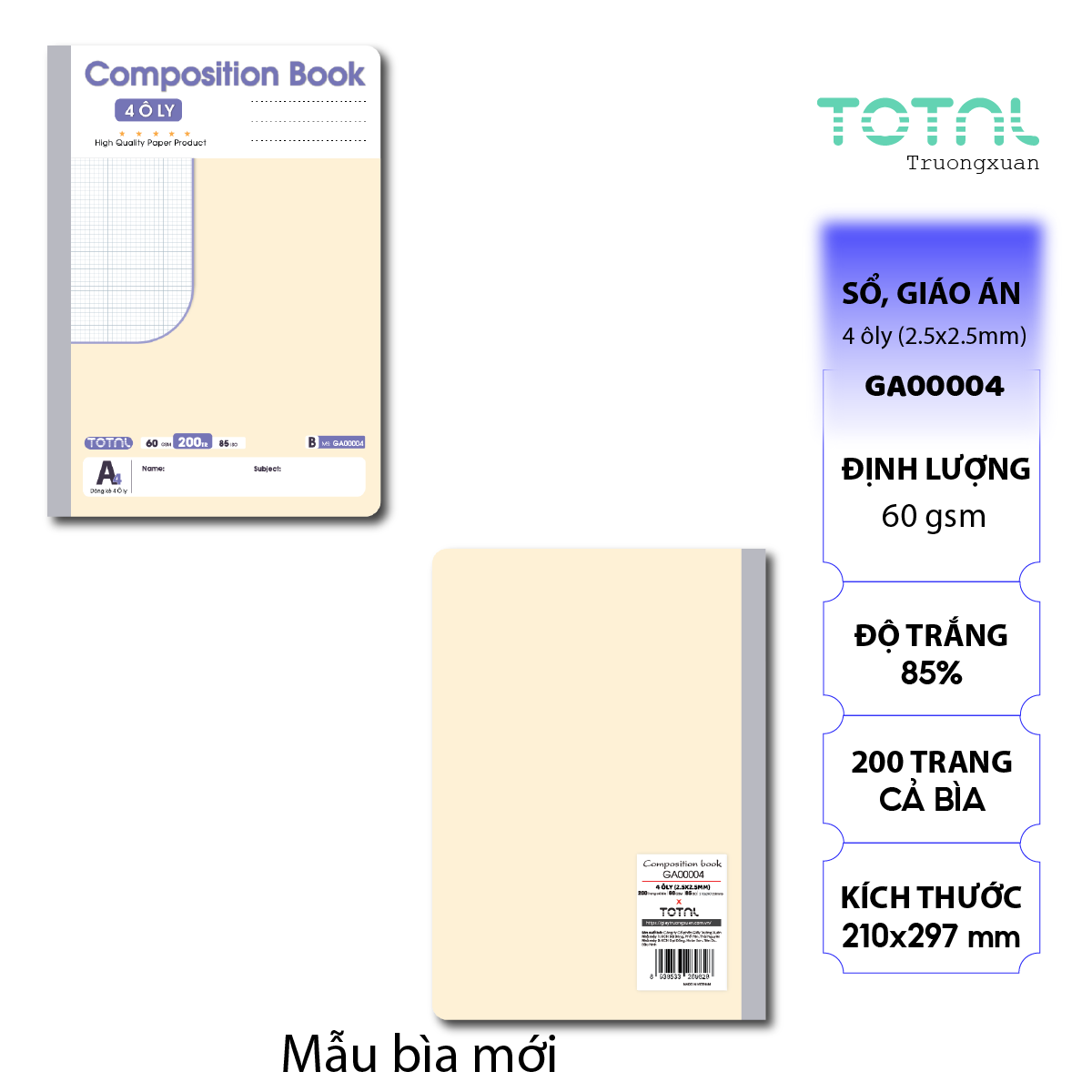 Sổ Lesson Plan 4 ôly A4 Total 200 trang