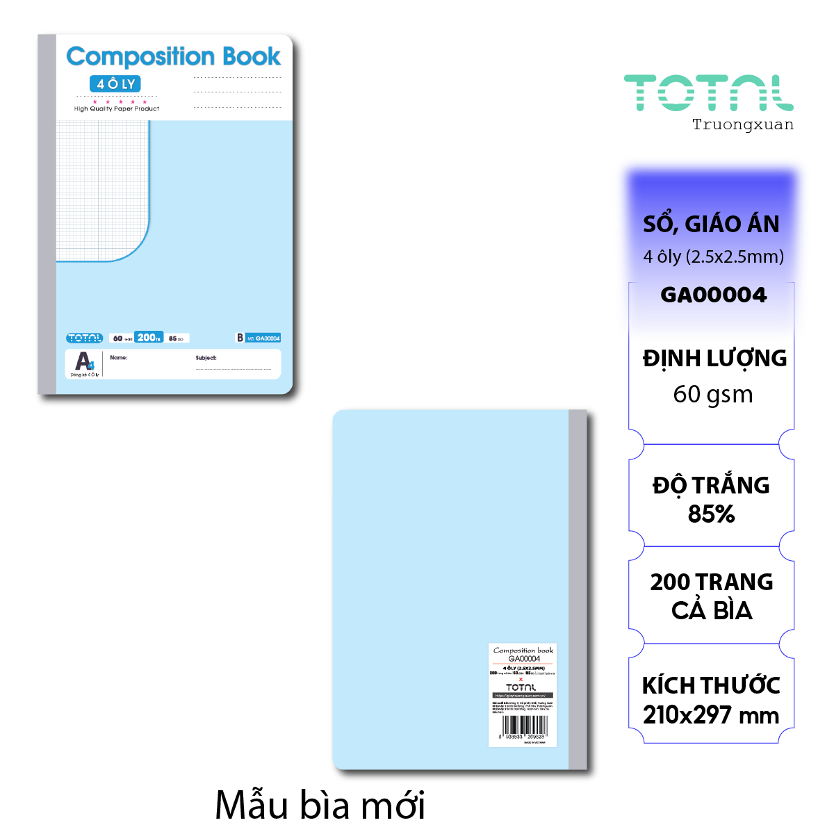 Sổ Lesson Plan 4 ôly A4 Total 200 trang