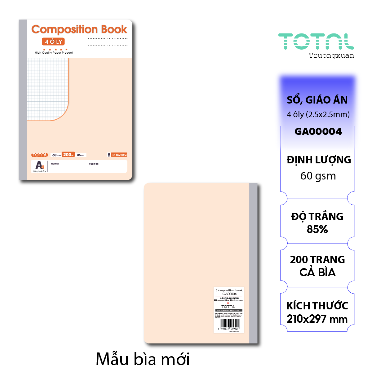 Sổ Lesson Plan 4 ôly A4 Total 200 trang