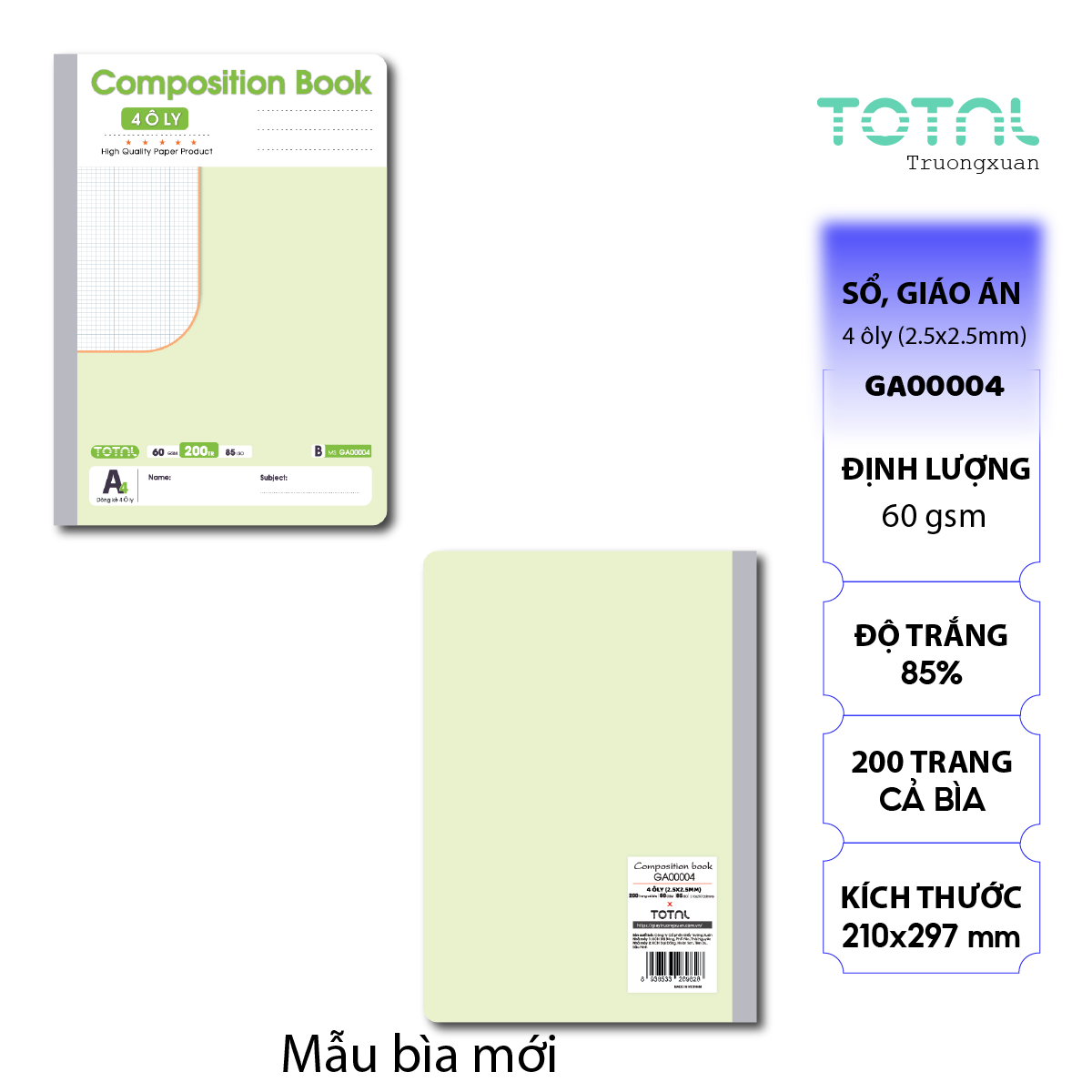 Sổ Lesson Plan 4 ôly A4 Total 200 trang