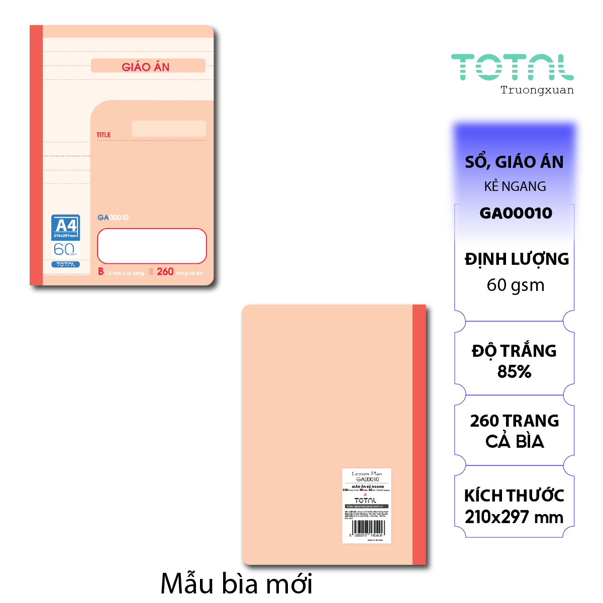 Sổ Lesson Plan kẻ ngang 260 trang