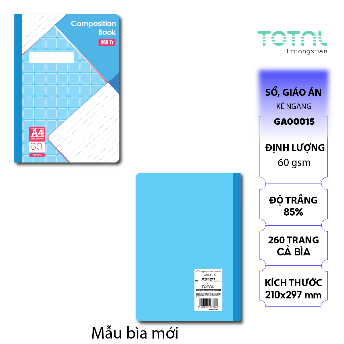 Sổ Lesson Plan kẻ ngang A4 Total 260 trang