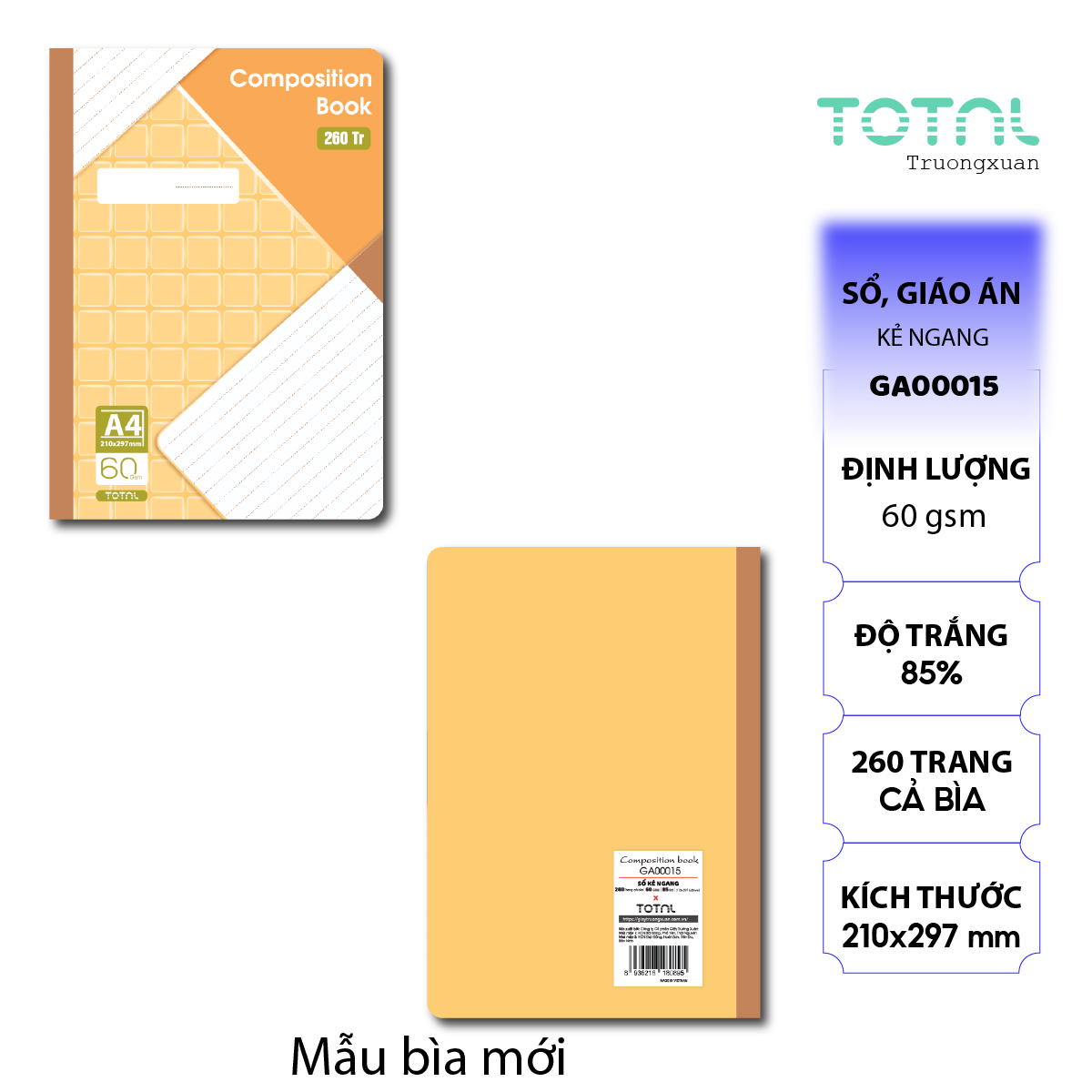 Sổ Lesson Plan kẻ ngang A4 Total 260 trang