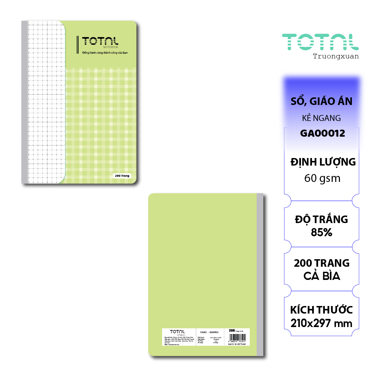Sổ Caro kẻ ngang 200 trang