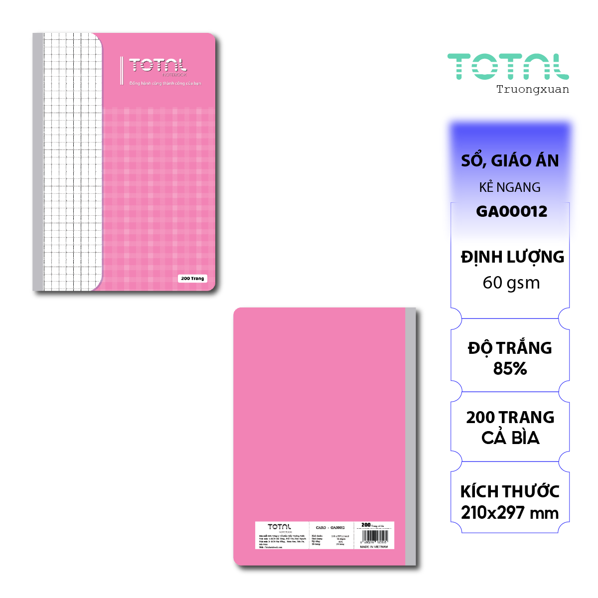 Sổ Caro kẻ ngang 200 trang