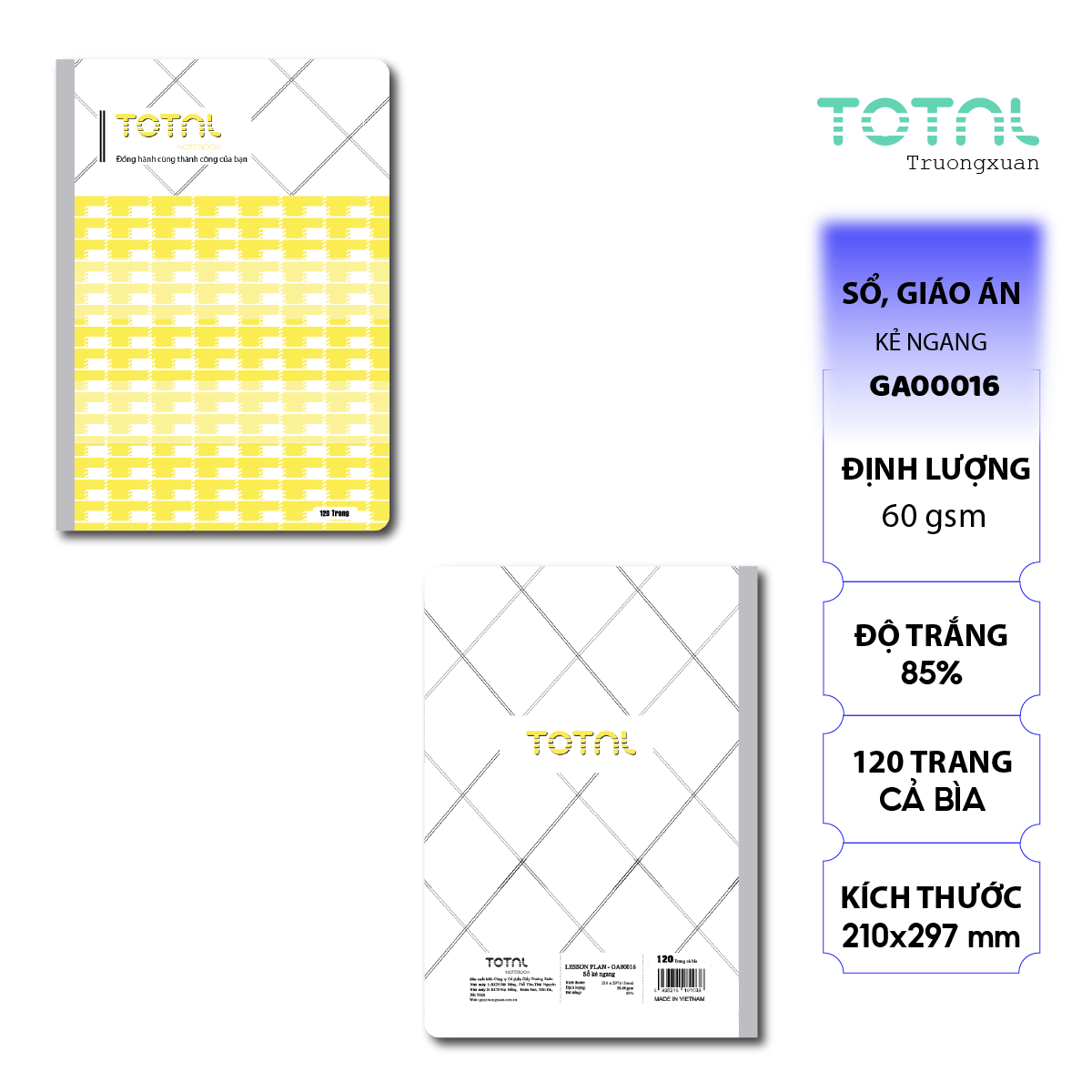 Sổ Lesson Plan kẻ ngang A4 Total 120 trang