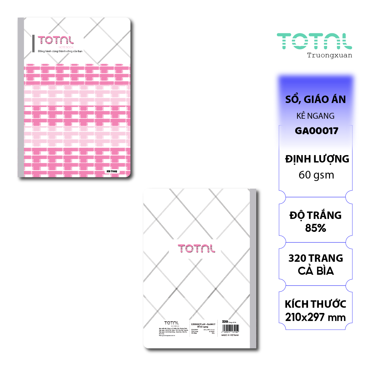 Sổ Lesson Plan kẻ ngang A4 Total 320 trang
