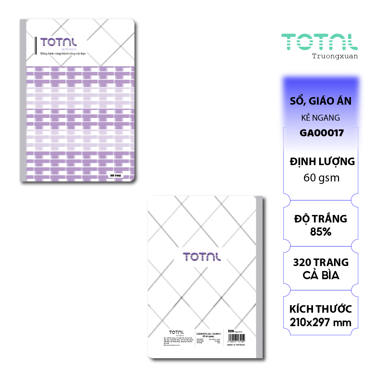 Sổ Lesson Plan kẻ ngang A4 Total 320 trang
