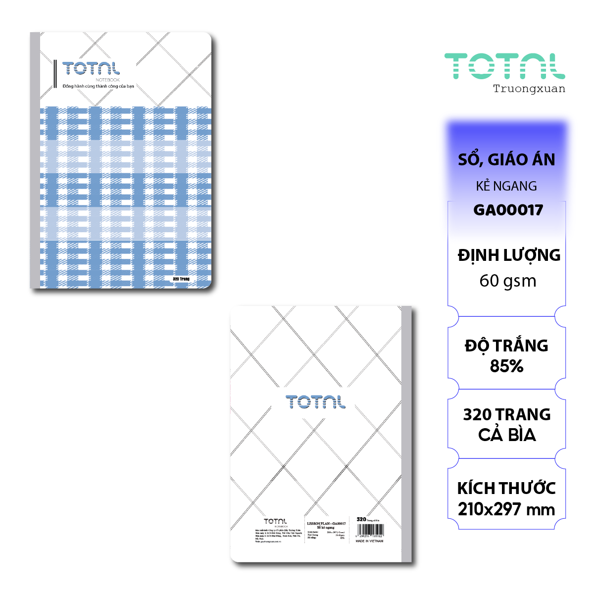 Sổ Lesson Plan kẻ ngang A4 Total 320 trang