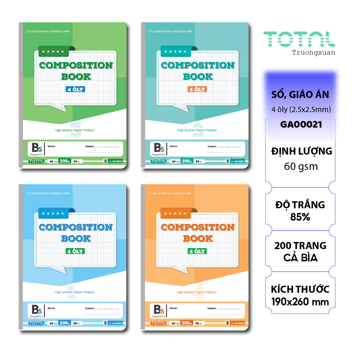 Sổ B5 Composition Book 4 ôly 200 trang