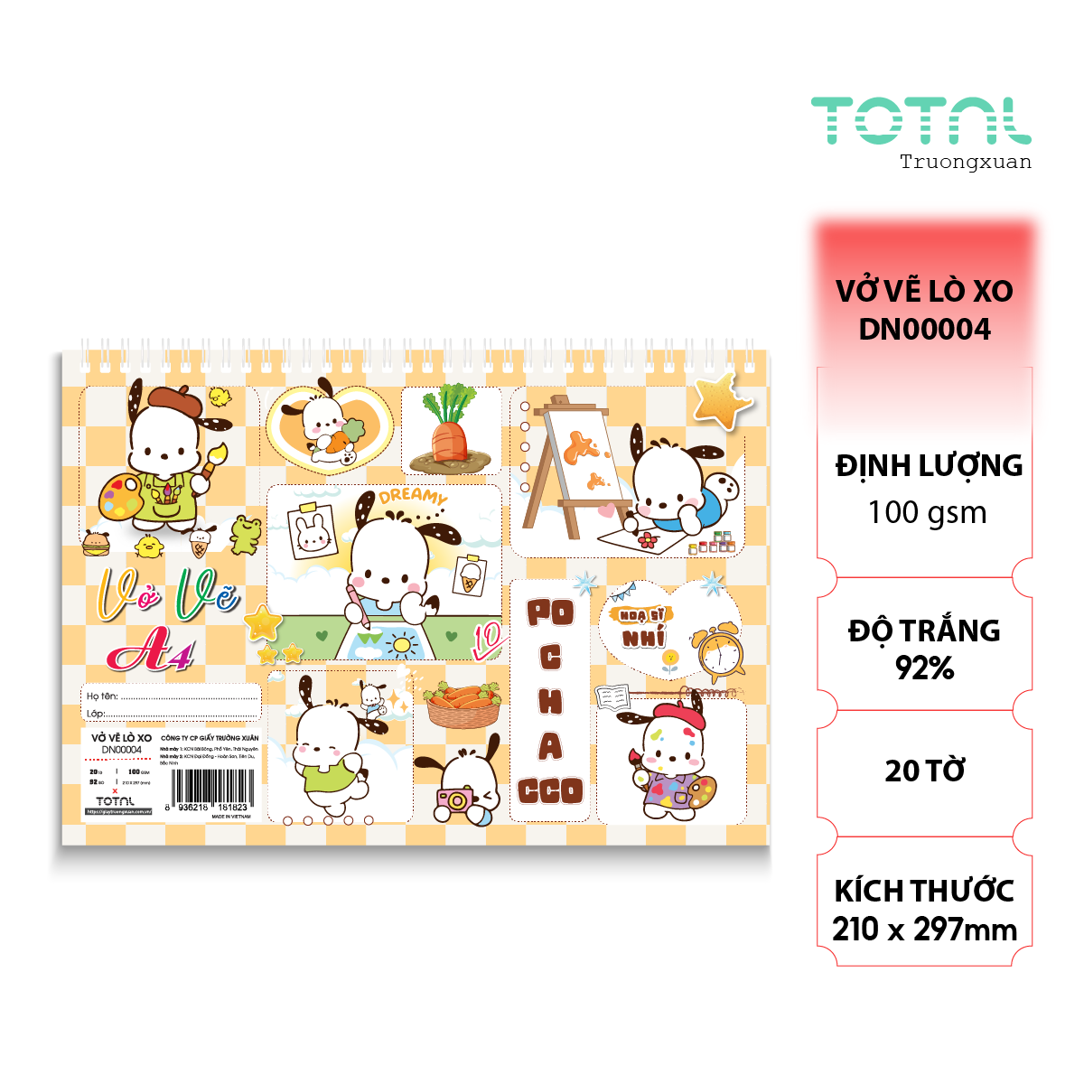 Vở vẽ lò xo A4- 20 trang/ quyển