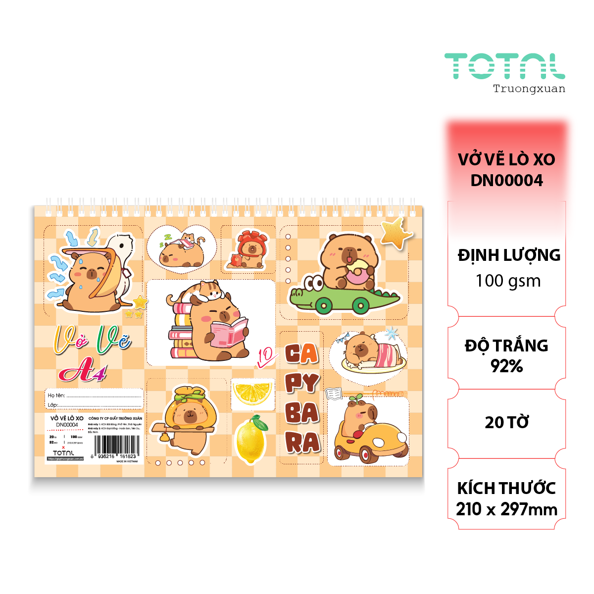 Vở vẽ lò xo A4- 20 trang/ quyển