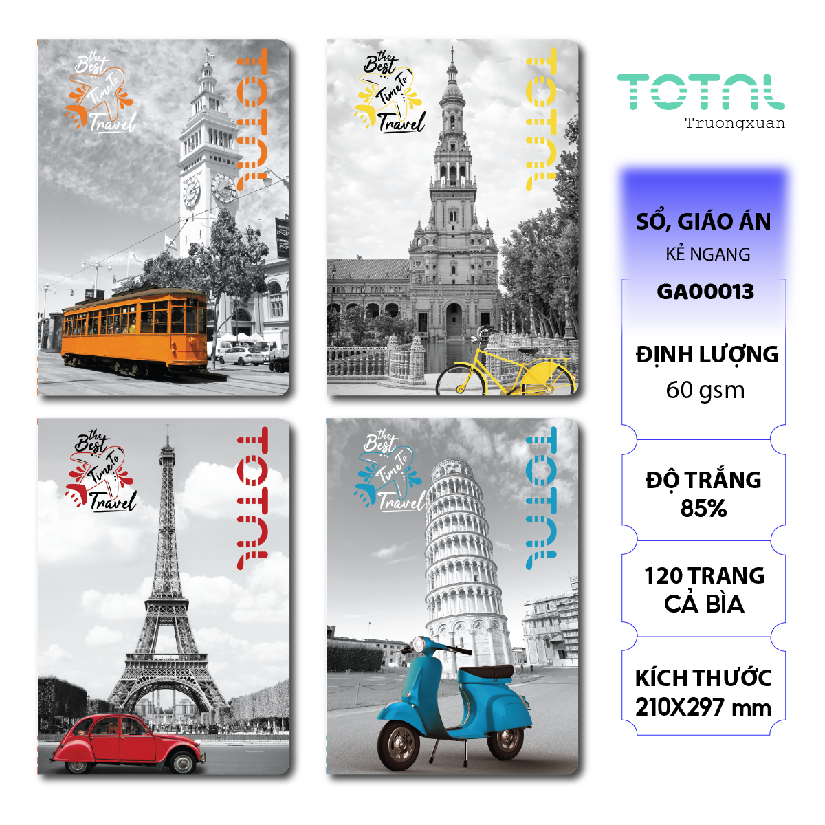 Sổ World Explore kẻ ngang A4 Total 120 trang