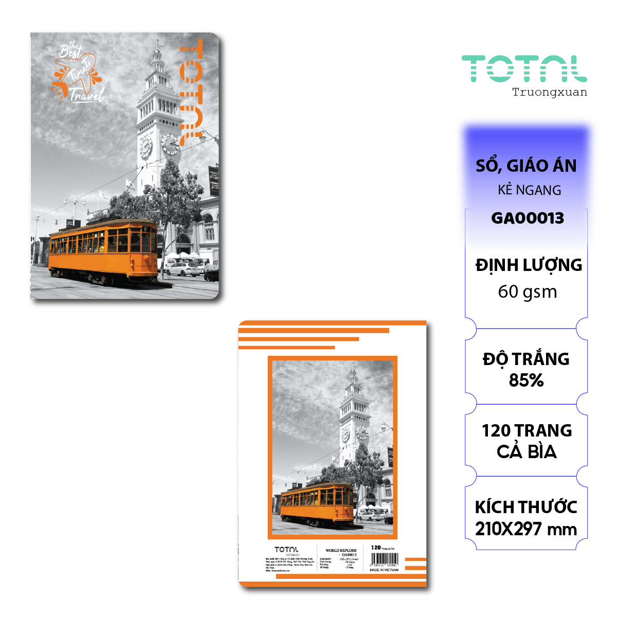 Sổ World Explore kẻ ngang A4 Total 120 trang