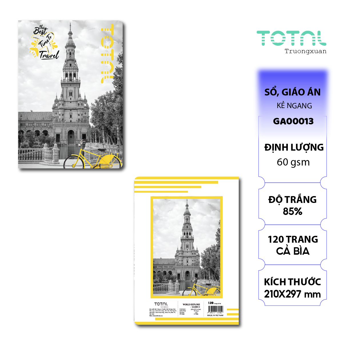 Sổ World Explore kẻ ngang A4 Total 120 trang