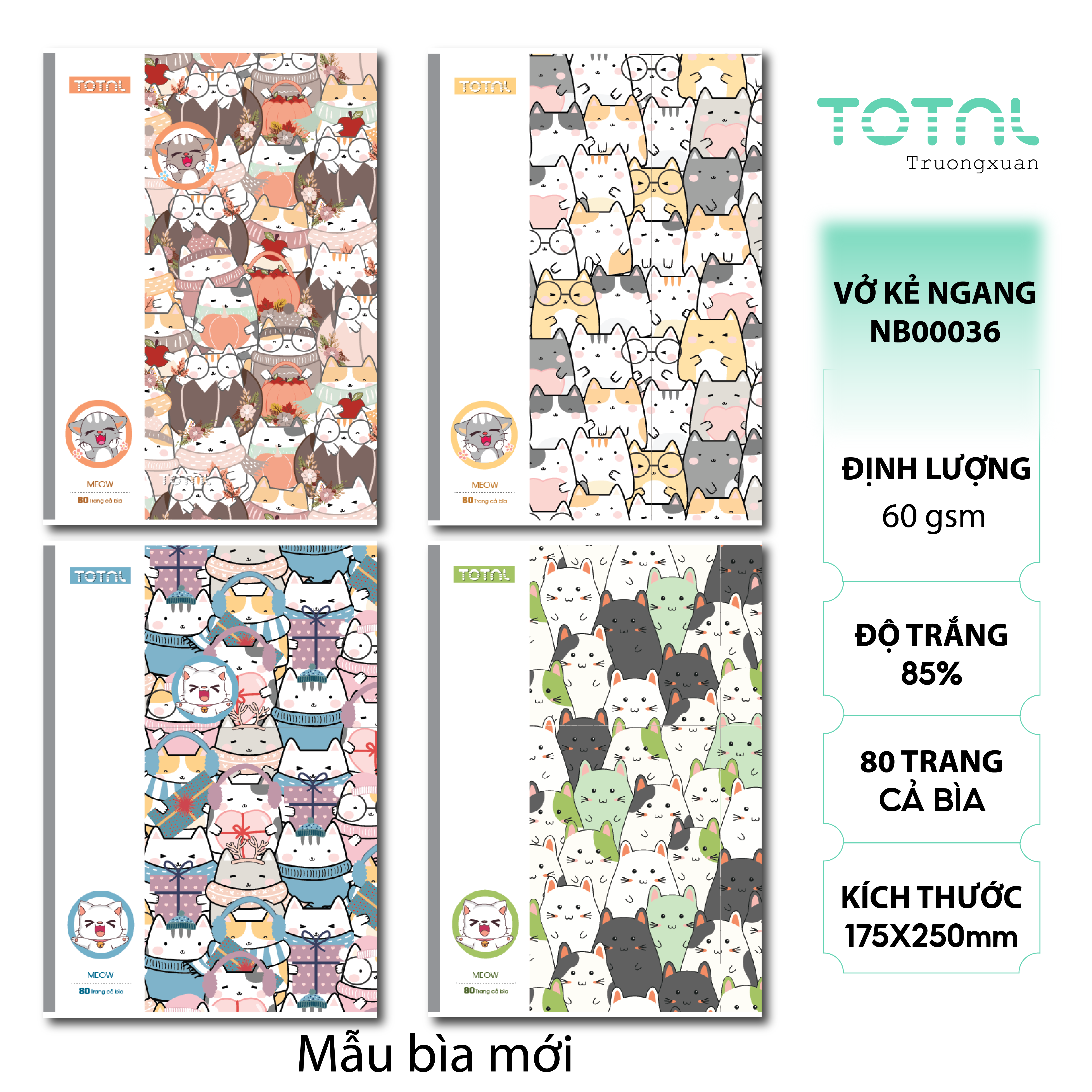 Vở kẻ ngang Total Meow 80 trang