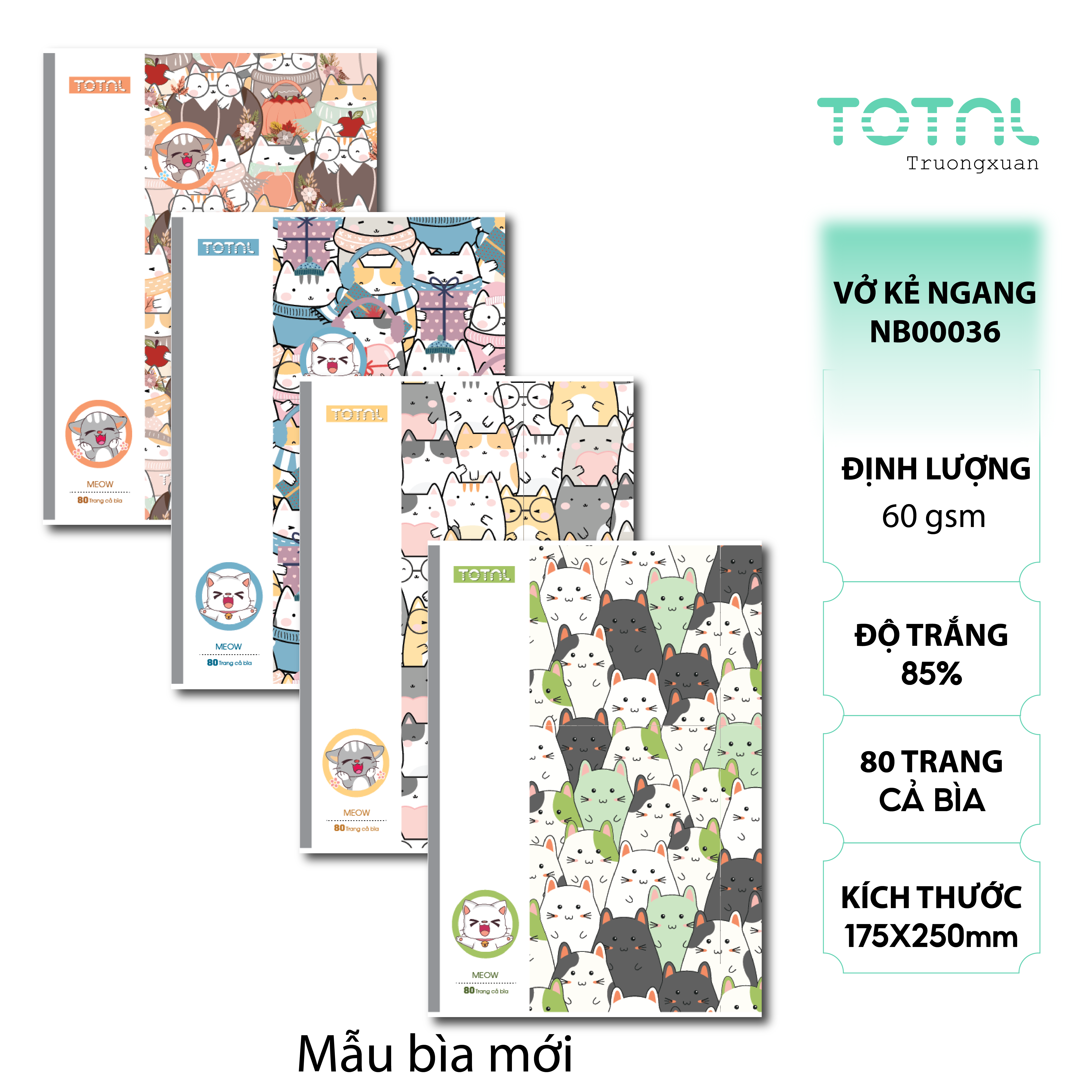 Vở kẻ ngang Total Meow 80 trang