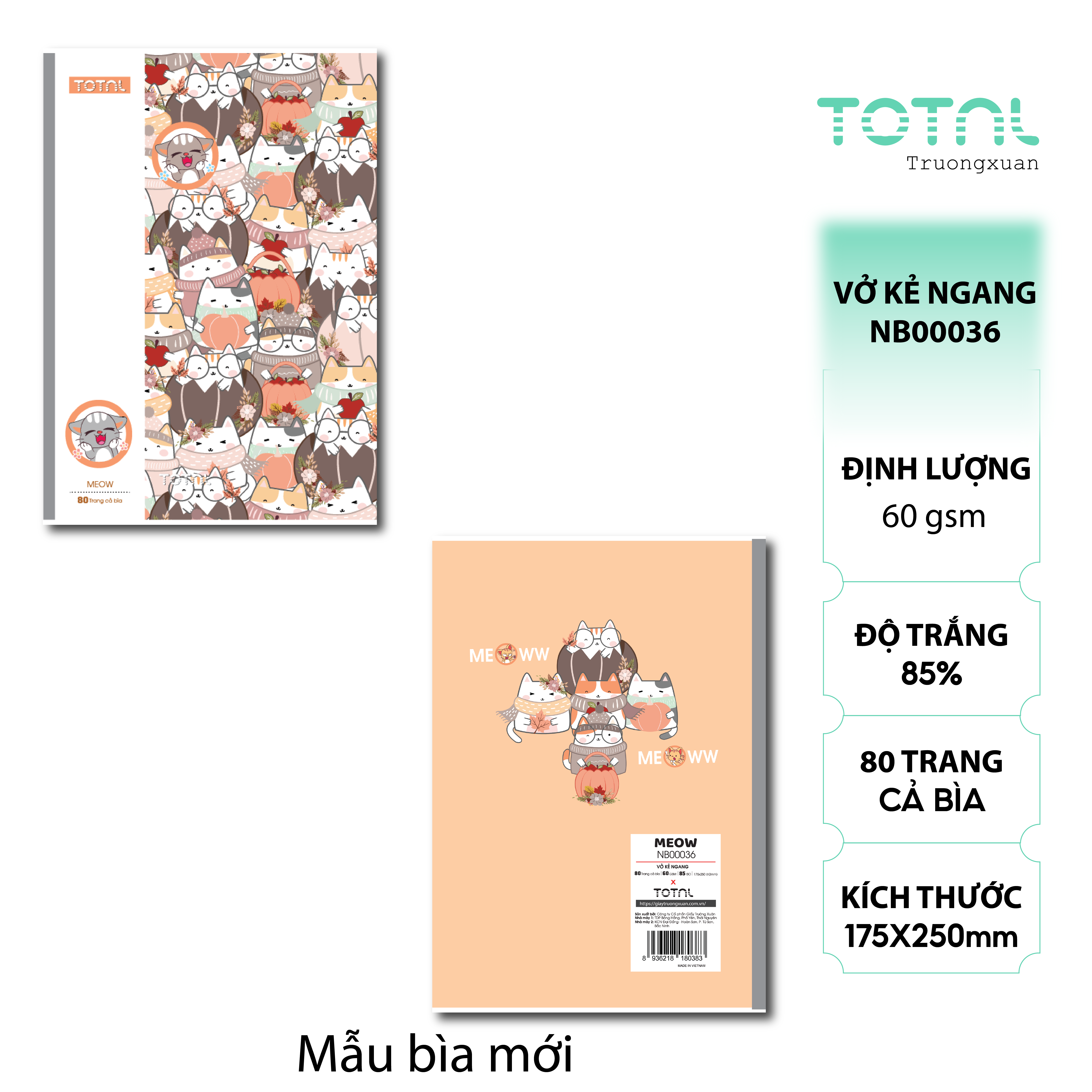 Vở kẻ ngang Total Meow 80 trang