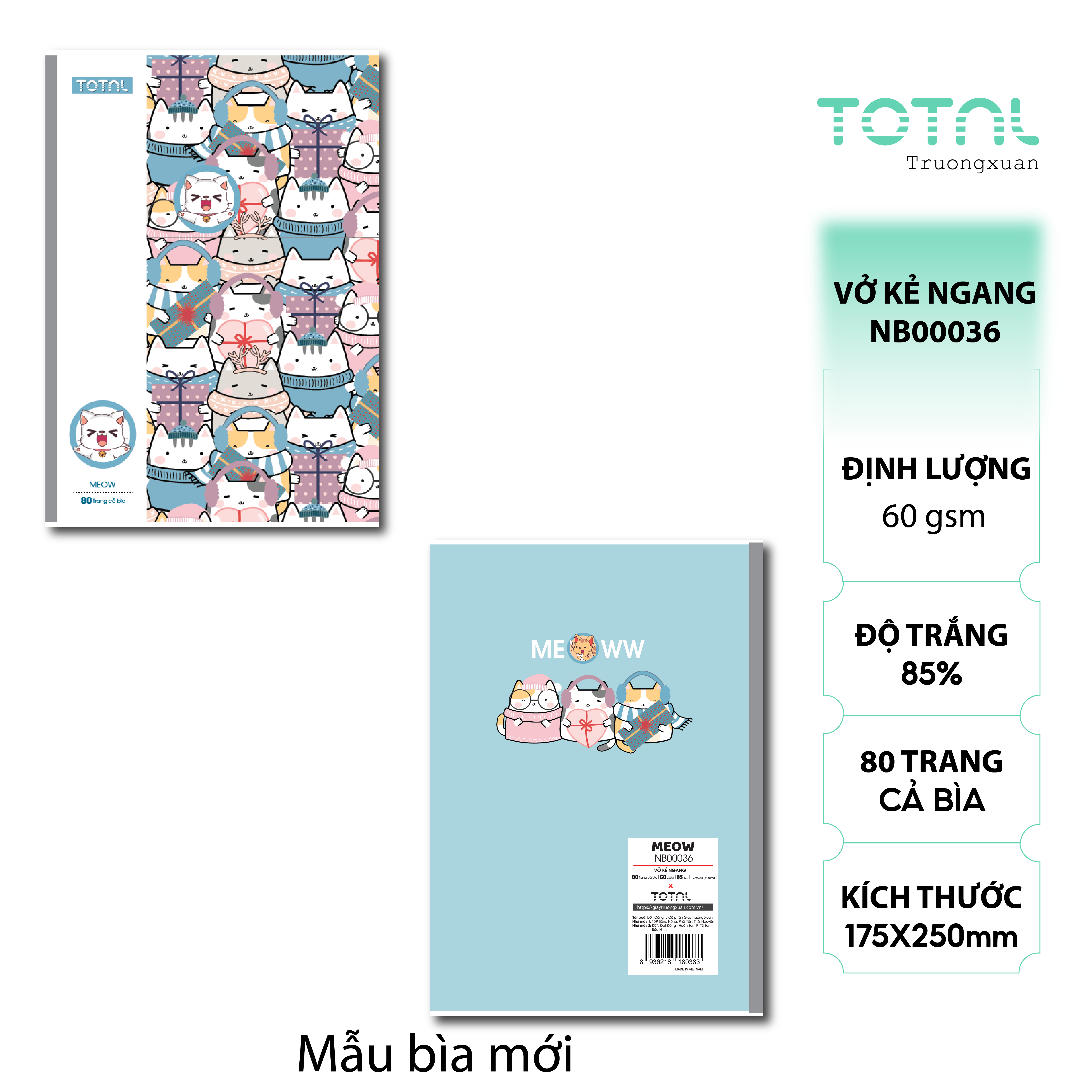 Vở kẻ ngang Total Meow 80 trang