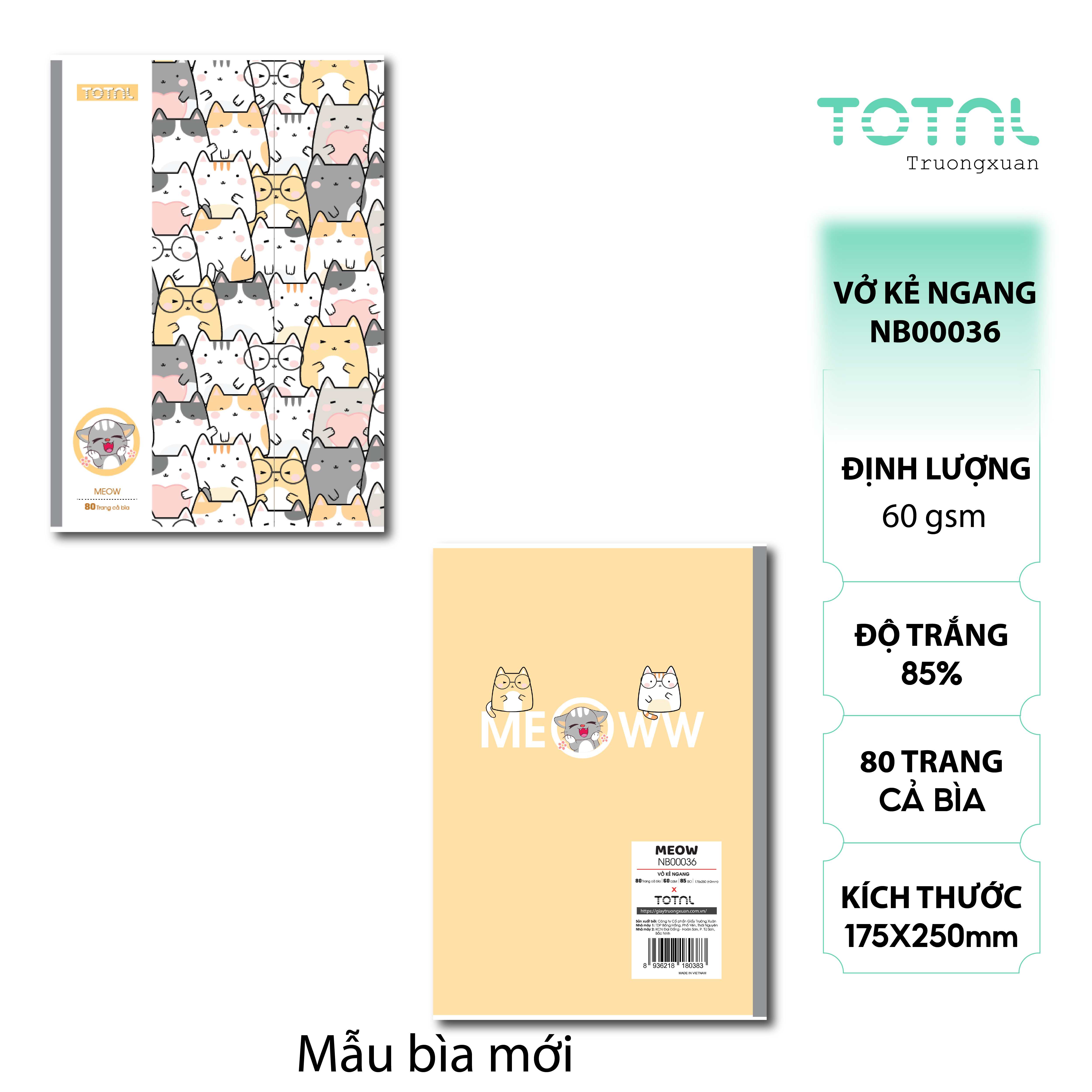Vở kẻ ngang Total Meow 80 trang