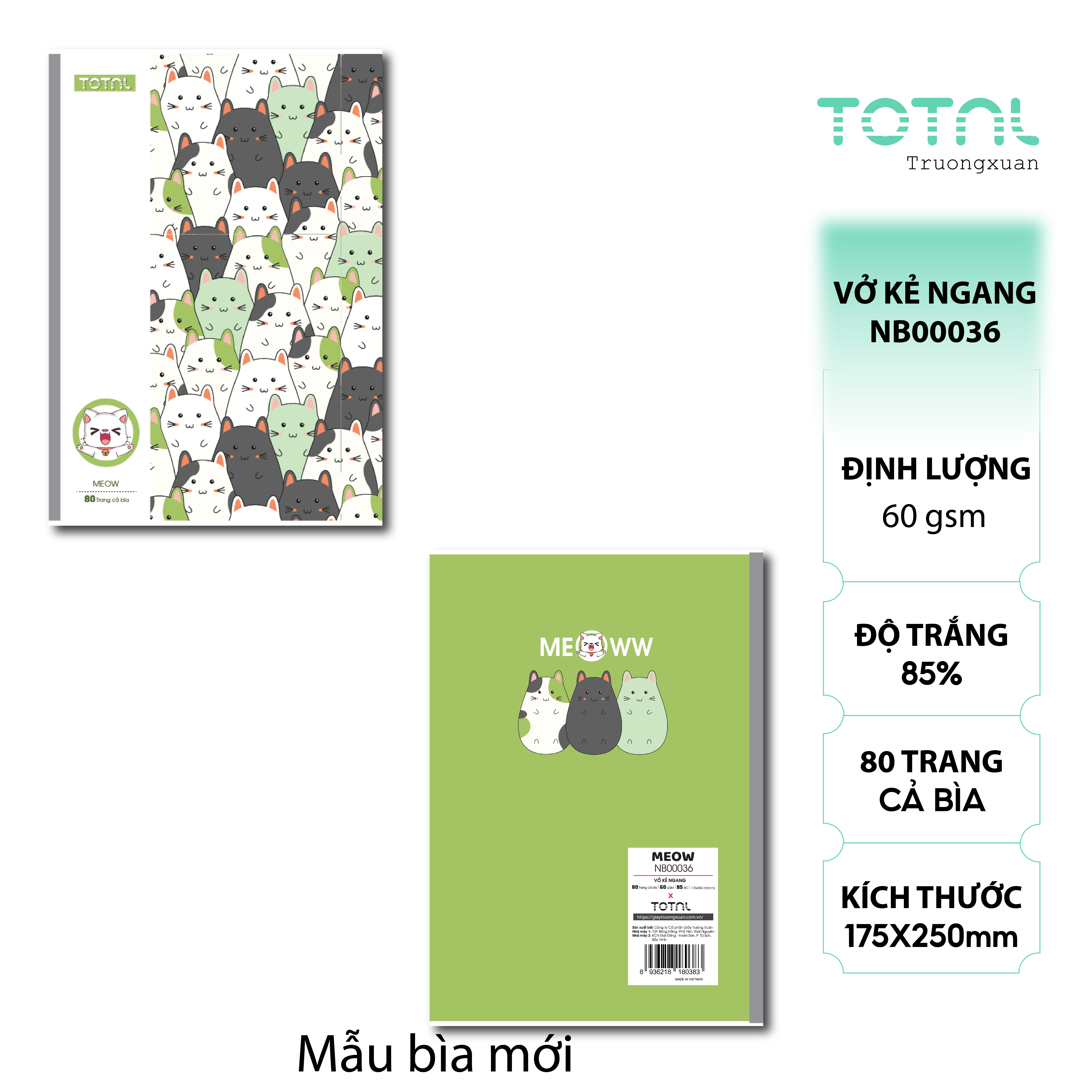 Vở kẻ ngang Total Meow 80 trang