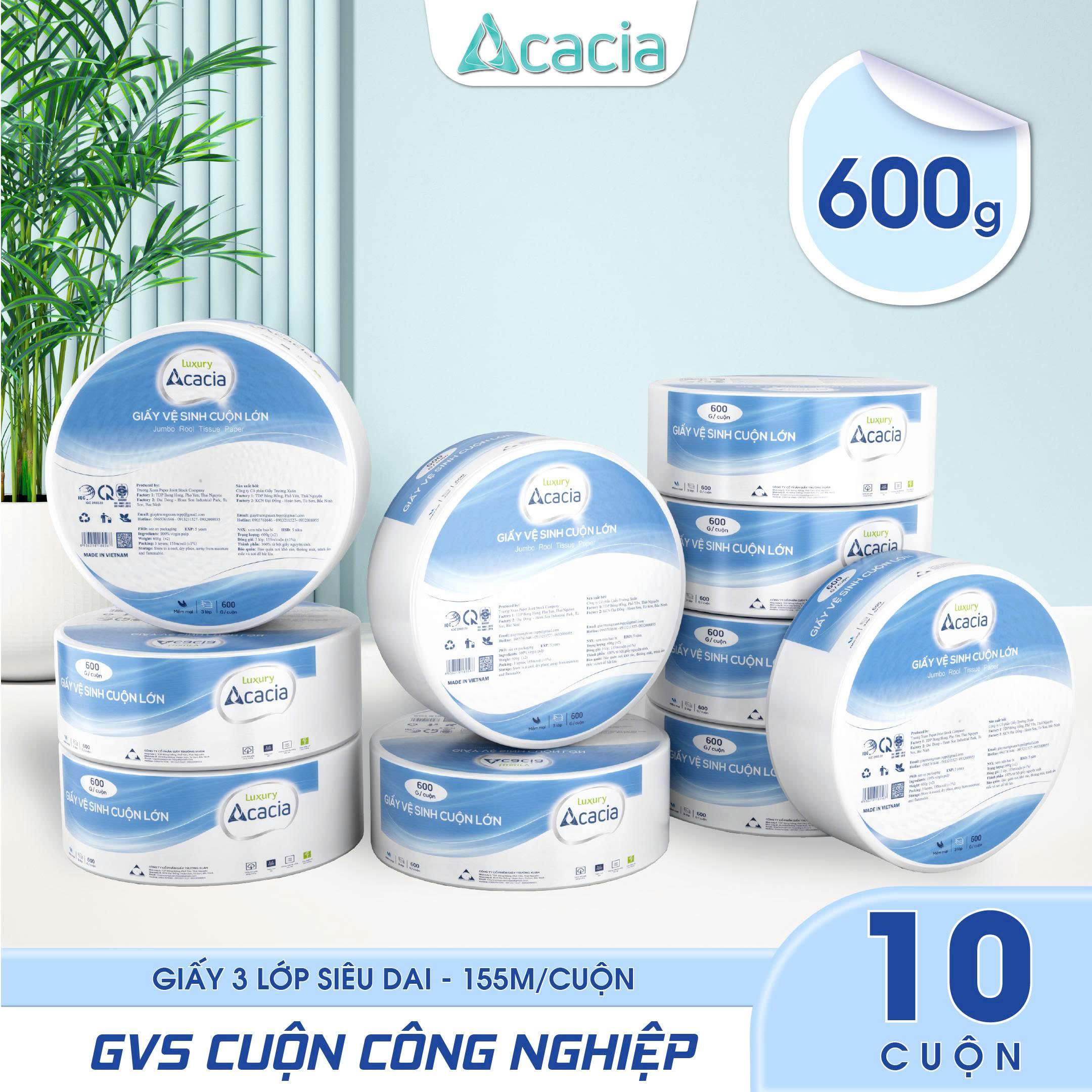 Giấy vệ sinh cuộn lớn Acacia