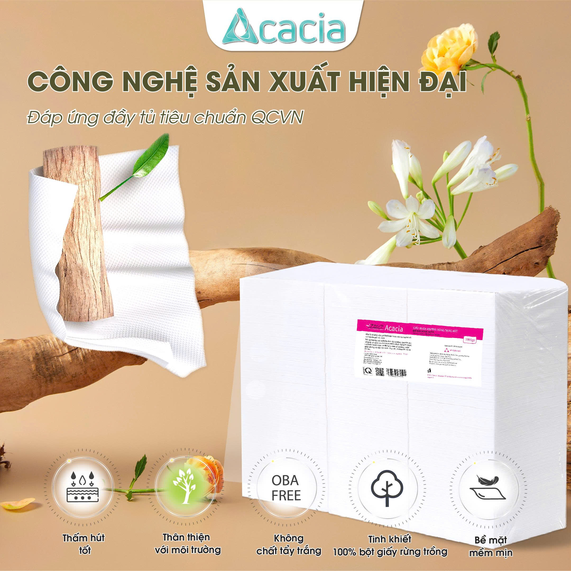 Khăn Rút Xốp Acacia 1 kg tem Hồng