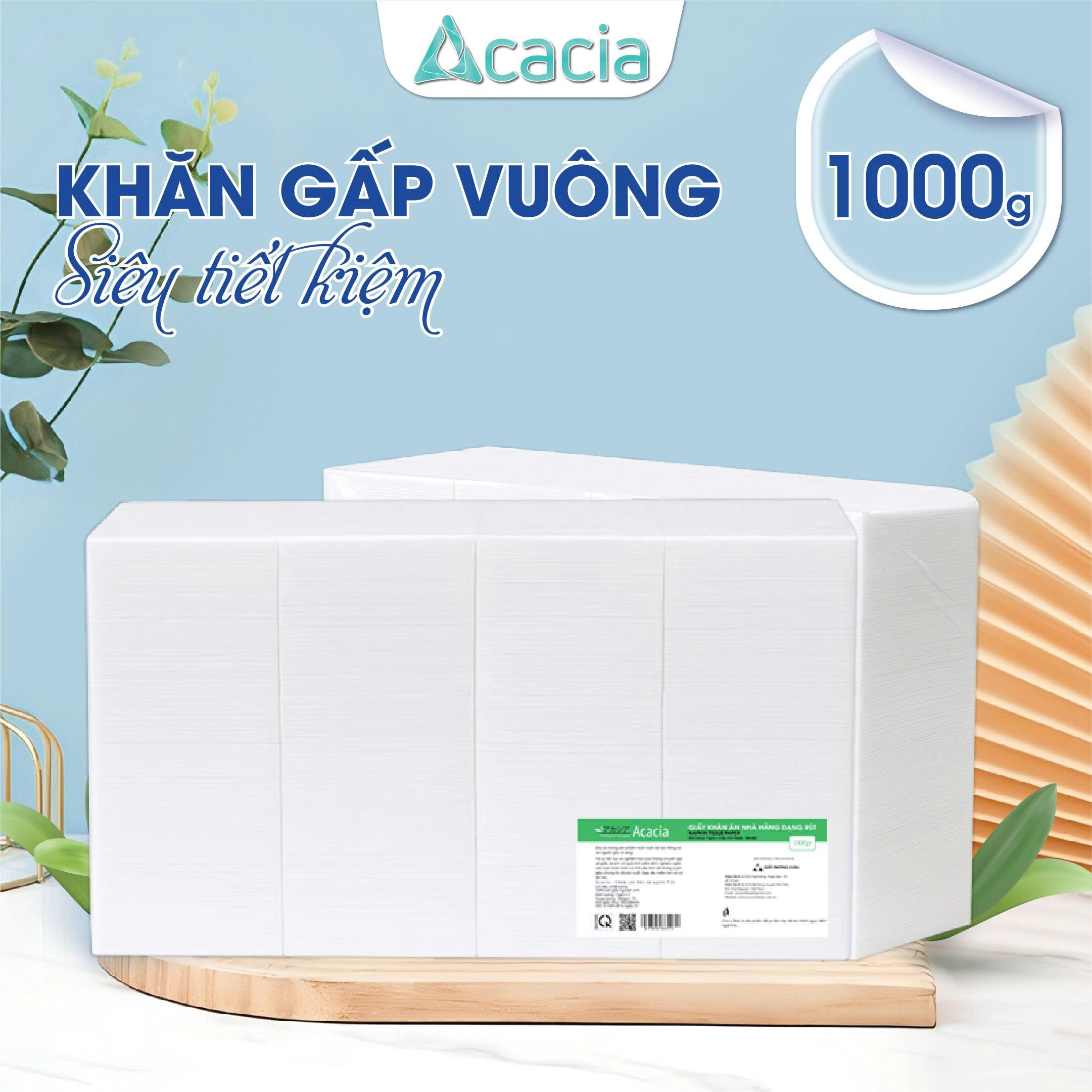 Khăn Gấp Acacia 1 kg tem Xanh