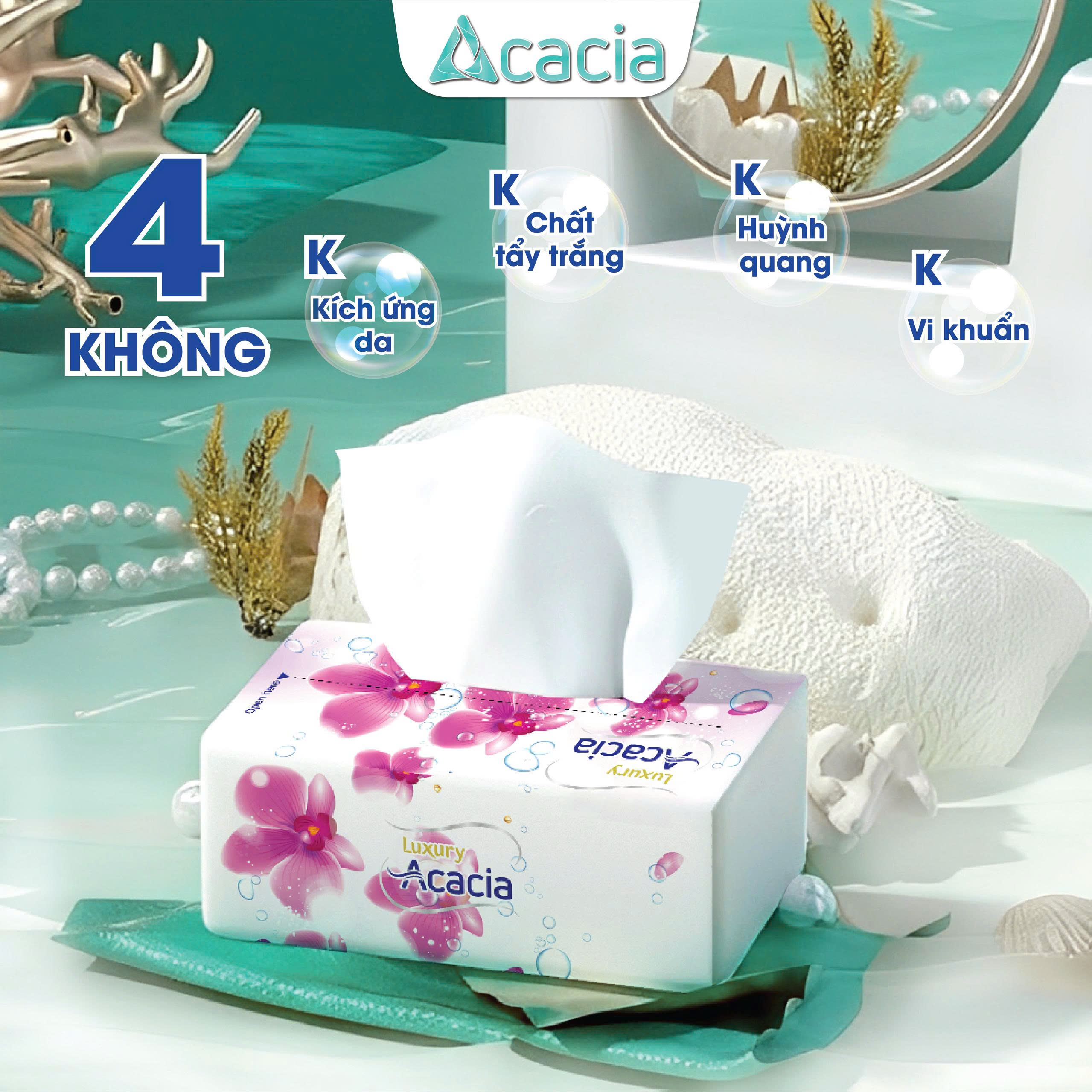 Sản phẩm giấy rút Acacia 540 tờ ( 180 lần rút), 3 lớp sang trọng
