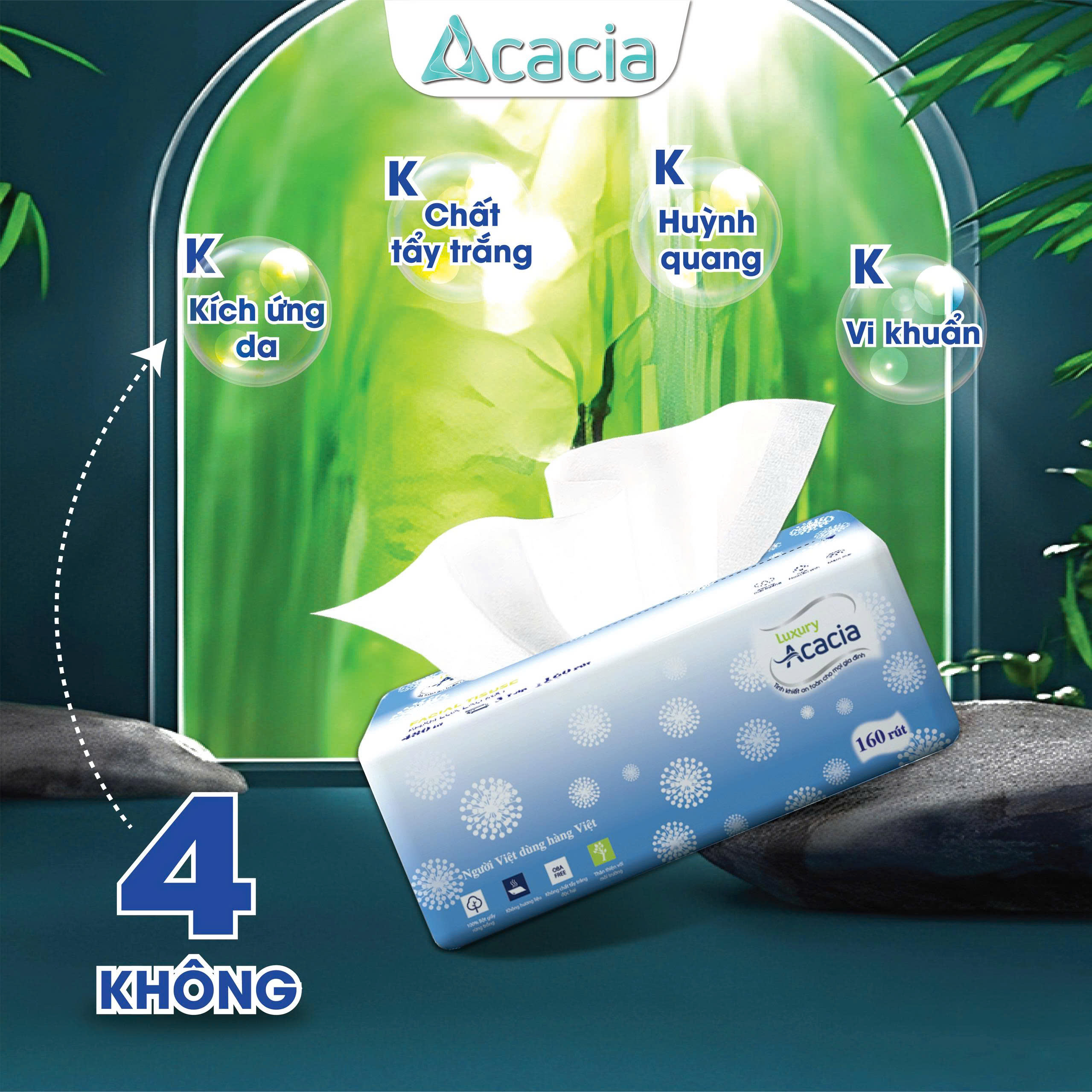 Sản phẩm khăn giấy rút gói Acacia 480 tờ ( 160 lần rút)