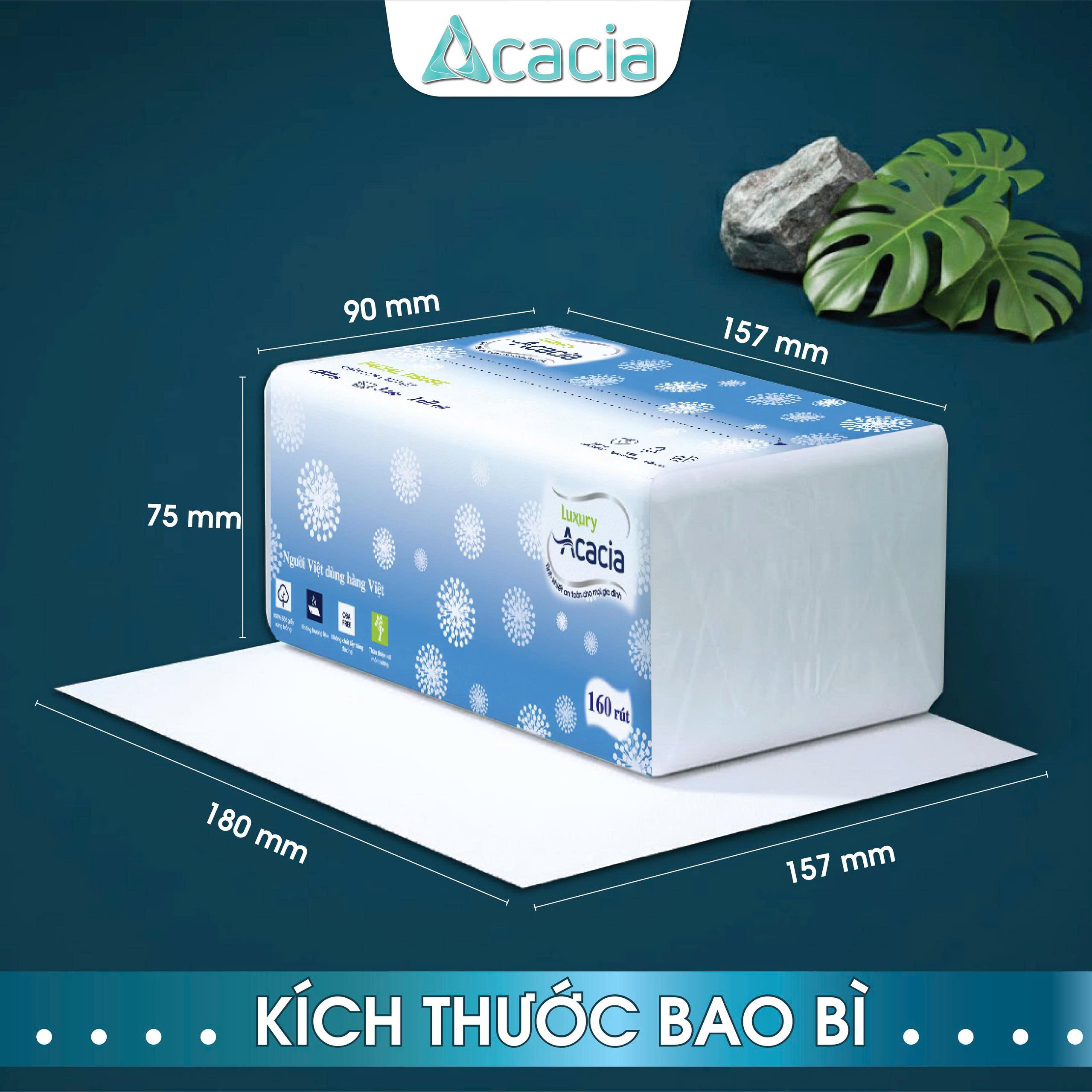 Sản phẩm khăn giấy rút gói Acacia 480 tờ ( 160 lần rút)