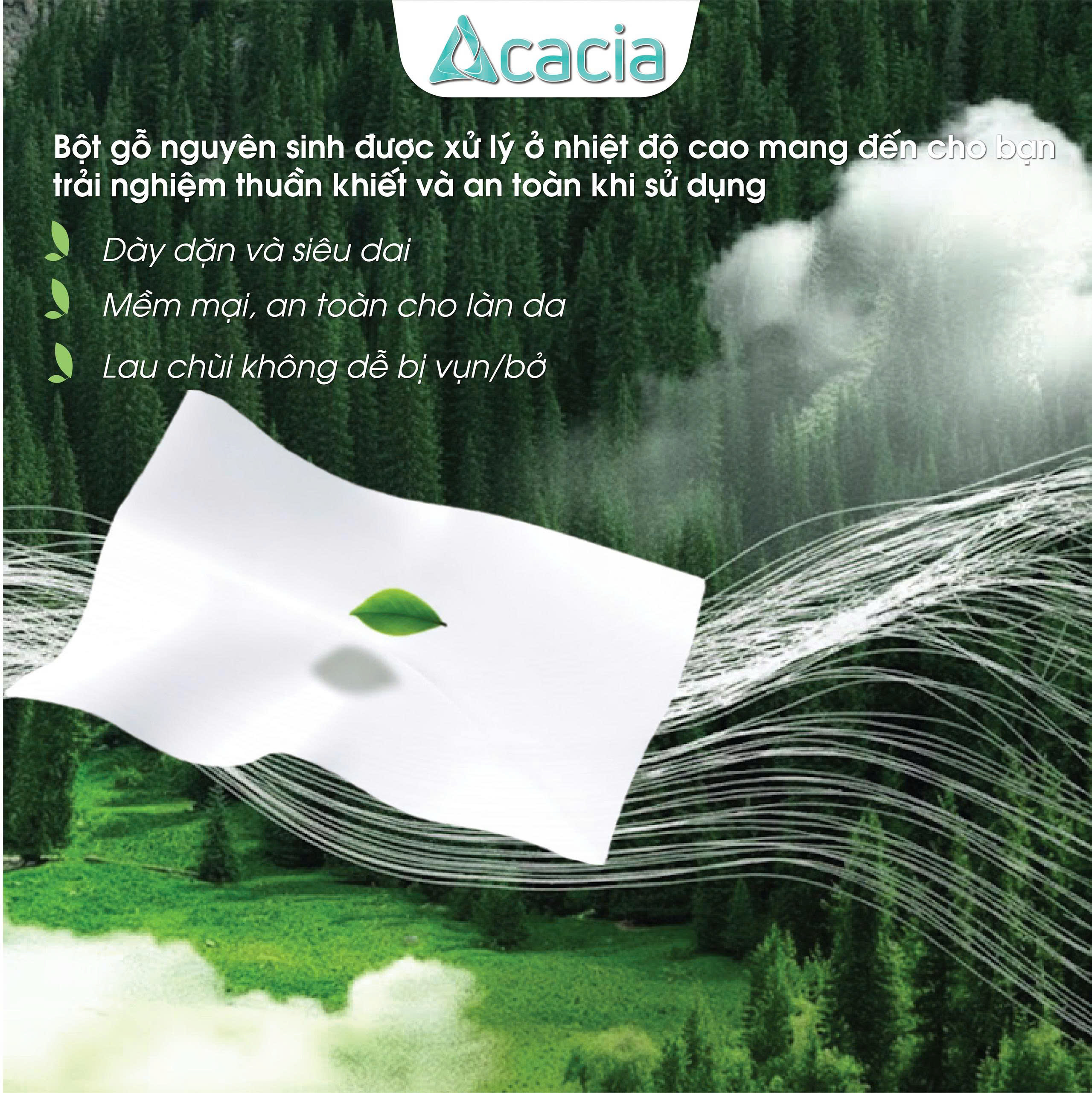 Sản phẩm khăn giấy rút gói Acacia 480 tờ ( 160 lần rút)