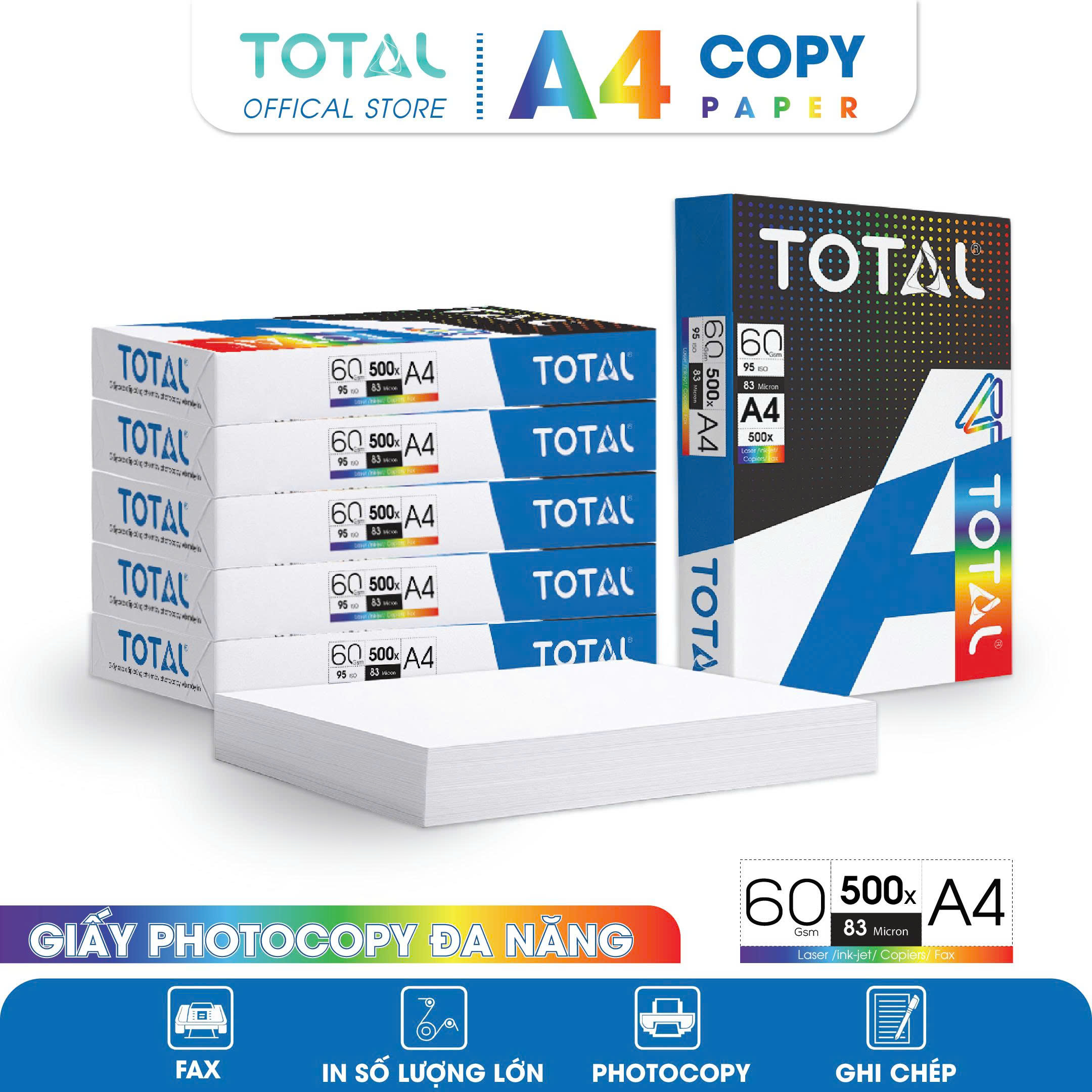 Giấy A4 TOTAL 60 gms màng co