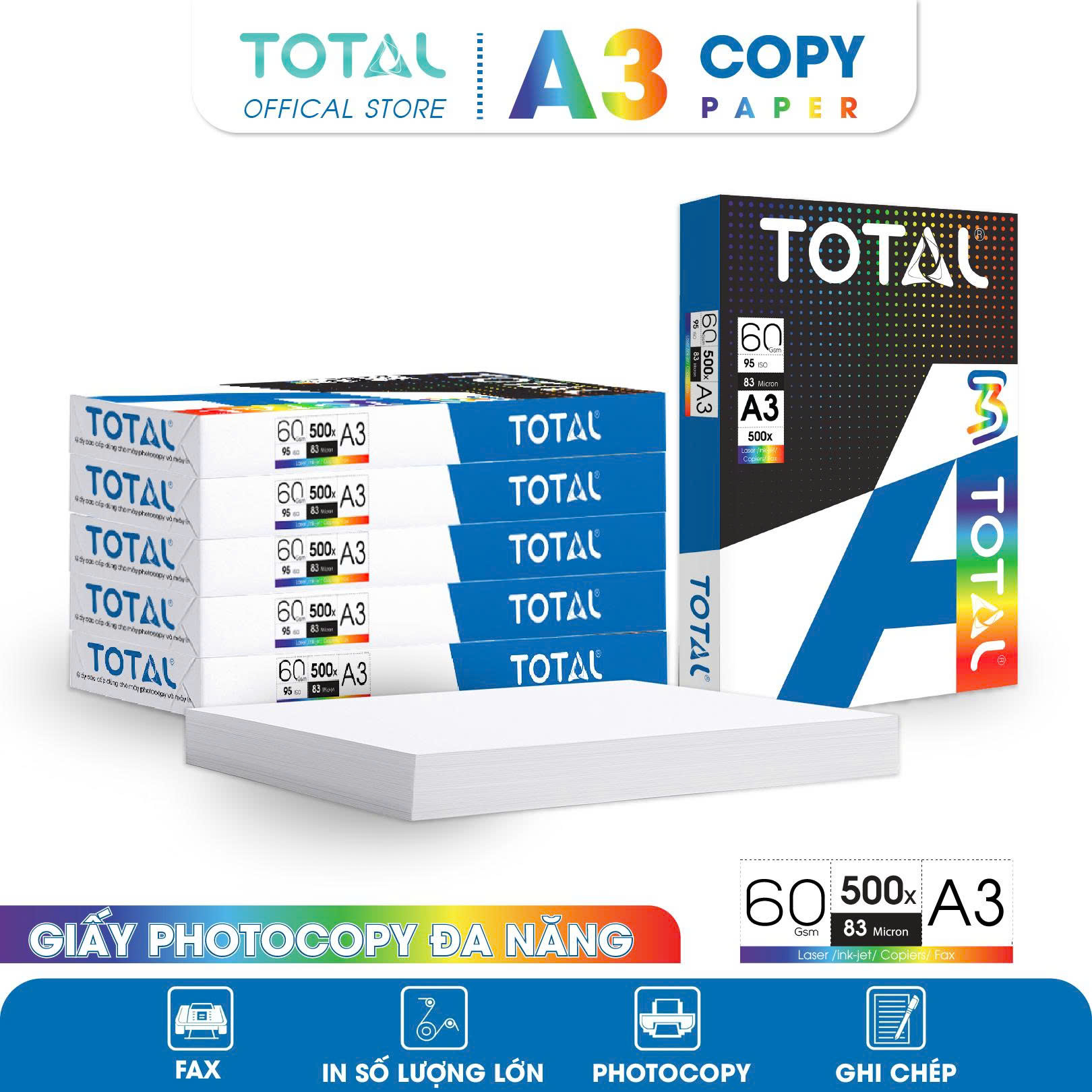 Giấy A3 TOTAL 60 gms màng co